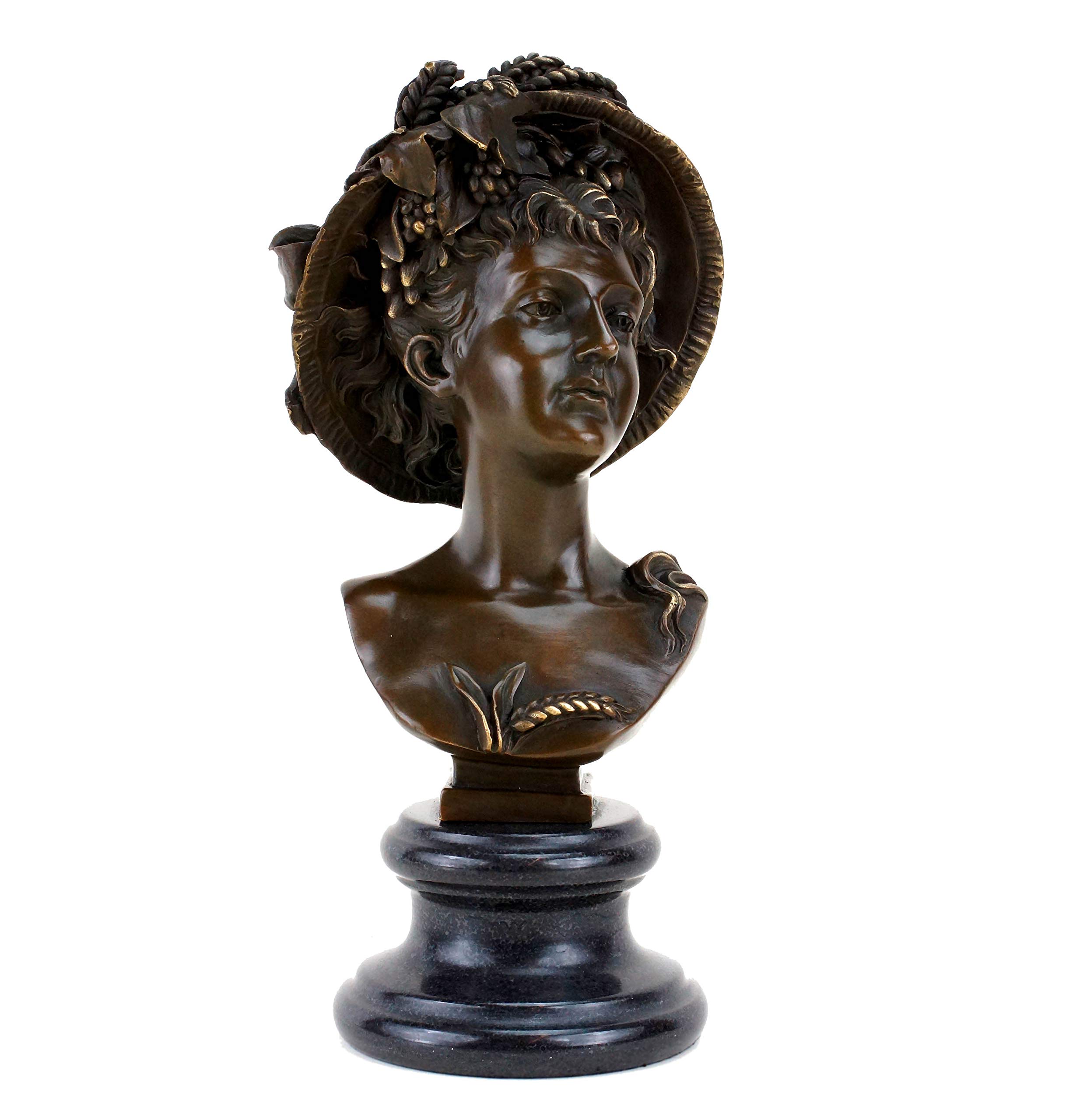 Kunst & Ambiente - Busto per ritratti in bronzo, statuetta da donna in stile liberty, autografata, altezza: 26 cm, base in marmo