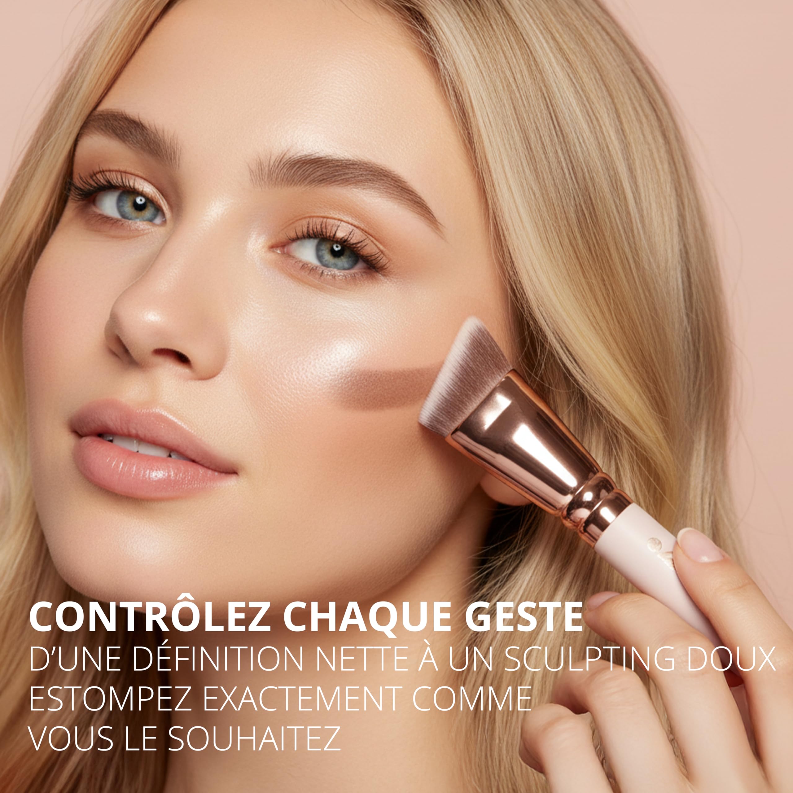 Set Pinceaux Maquillage Teint Contouring Poudre Rouge - Kit Sculptant Pour Visage - Parfait Pour le Mélange Liquide, Crème ou Poudre Cosmétique Sans Défaut - Polissage, Pointillé.
