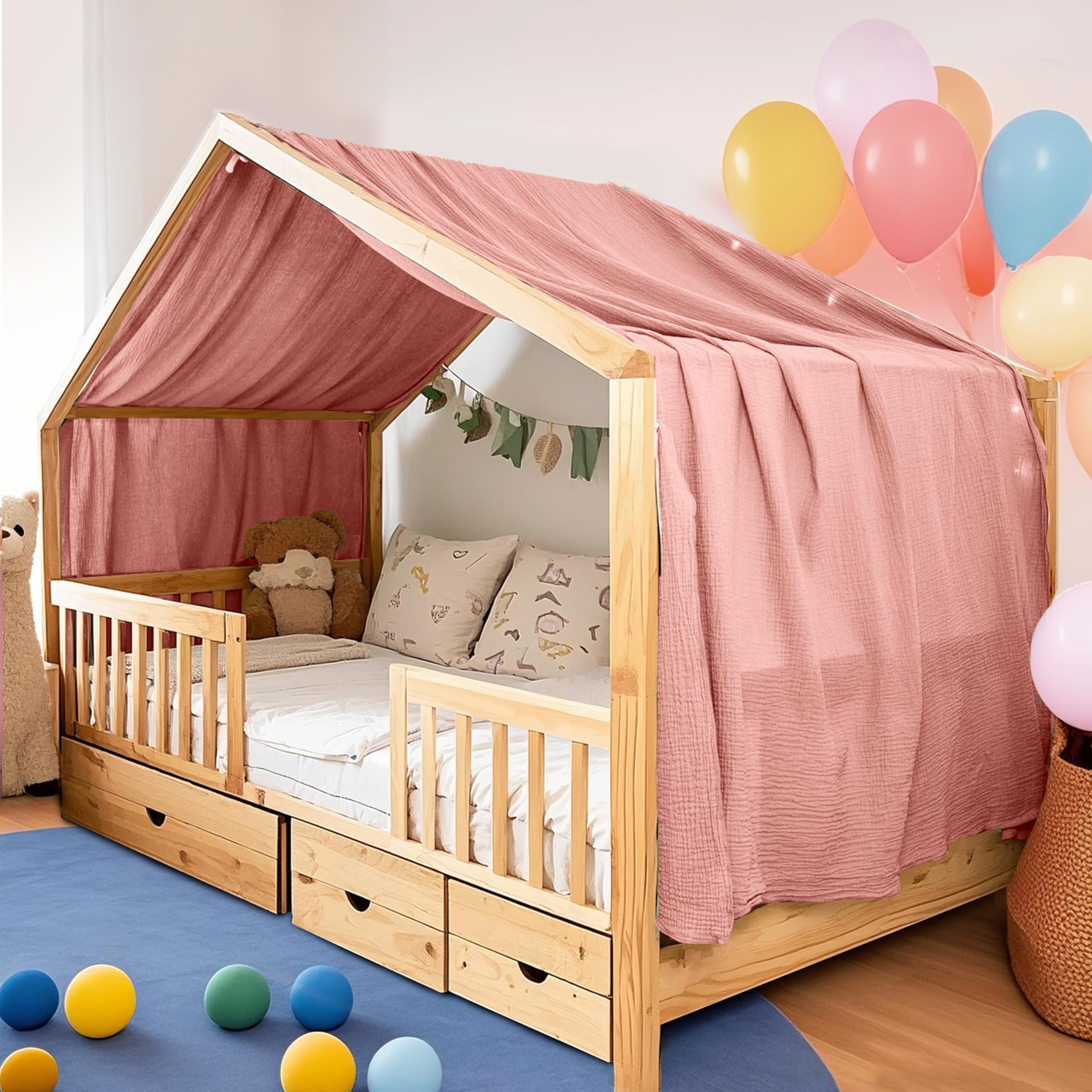 Copriletto per la casa, realizzato a mano in mussola di cotone, 100% baldacchino in tessuto per decorazione letto di casa, per ragazze e ragazzi, adatto per bambini - Tenda per lettino (132