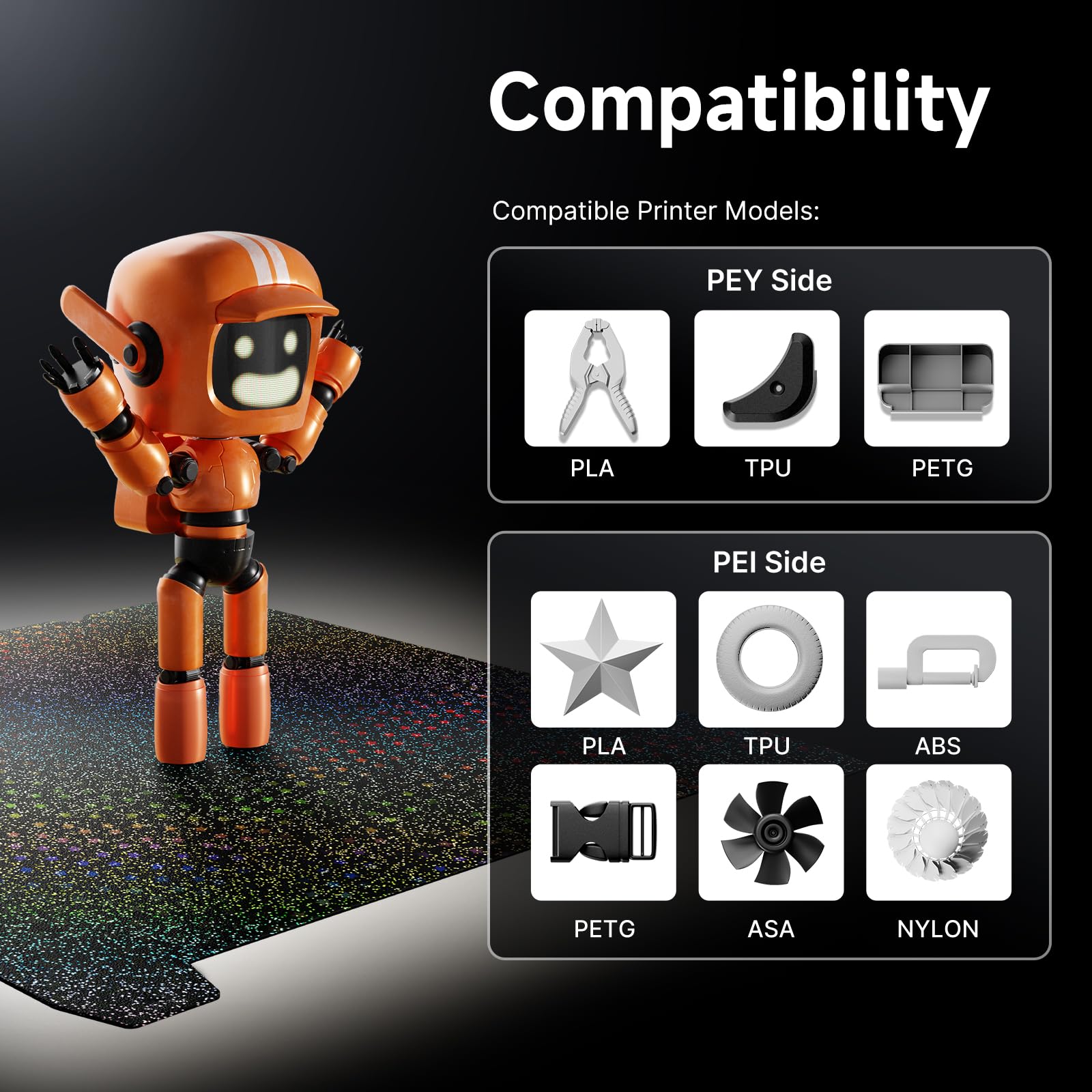 Creality Ender 3 Płyta do druku 235 x 235 mm, gwiazdkowa PEY + teksturowana płyta drukująca PEI dla Creality Ender 3 V3 SE/KE/Ender 3 V2/Ender 3 S1 i innych drukarek 3D