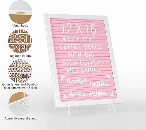 Miniatura 7 de G GAMIT Cartel de tablero de letras con marco blanco de 10 x 10 pulgadas, tablero de anuncios de fieltro para bebé con letras de máquina de