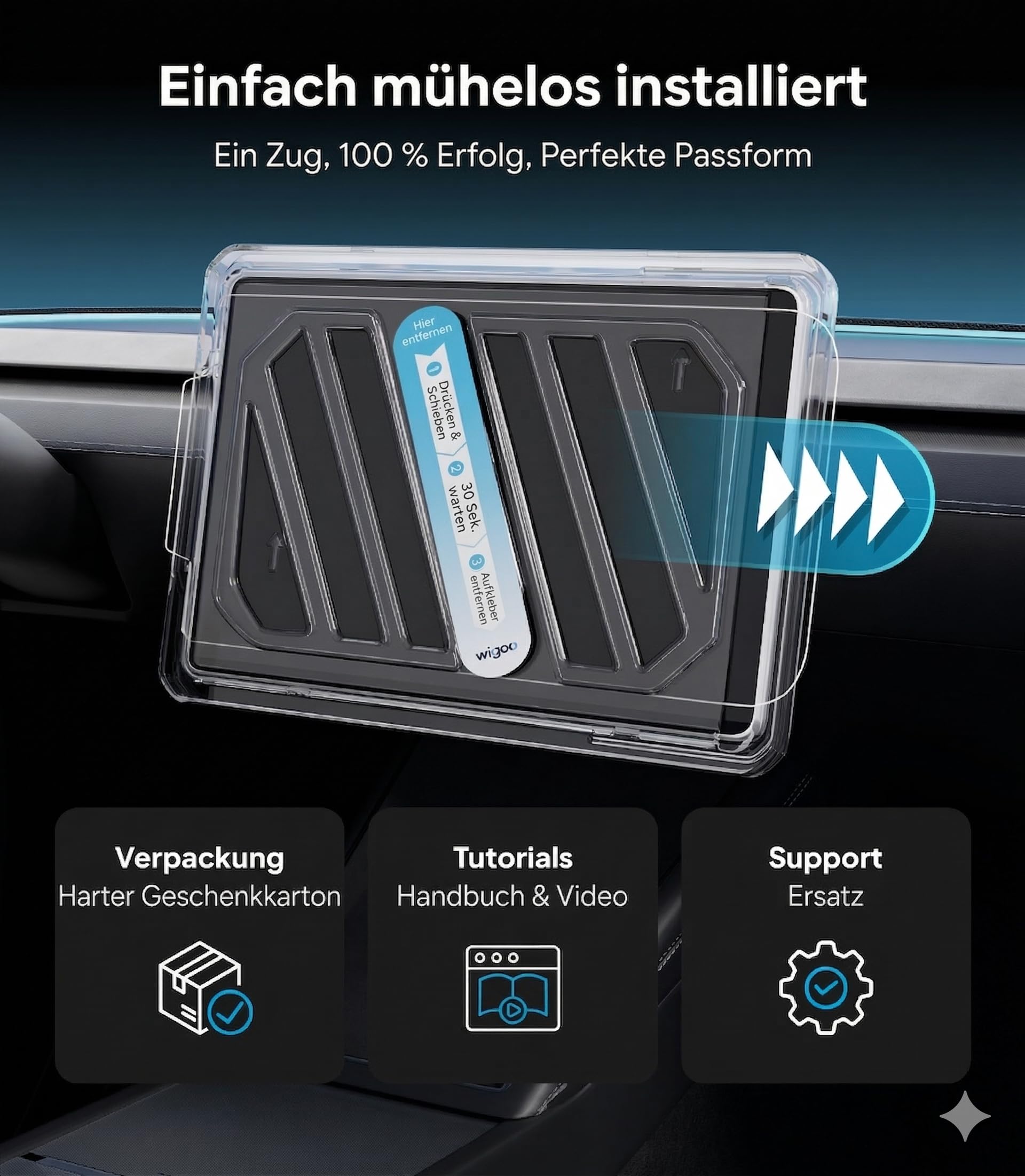 Wigo 2026 Tesla Model Y Juniper (Premium & Performance) Displayschutzfolie matt [Blendfrei & Fingerabdruck-resistent] – Tesla Model Y Juniper 2026 Zubehör, 16-Zoll-Schutzglas mit Ausrichtungshilfe