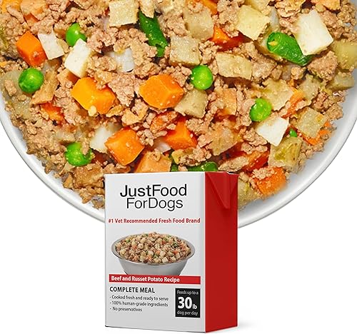 JustFoodForDogs Pantry Fresh Wet Dog Food, Complete Meal or Dog Food Topper, Beef & Russet Potato Human Grade Dog Food Recipe - 12.5 oz (Pack of 6)