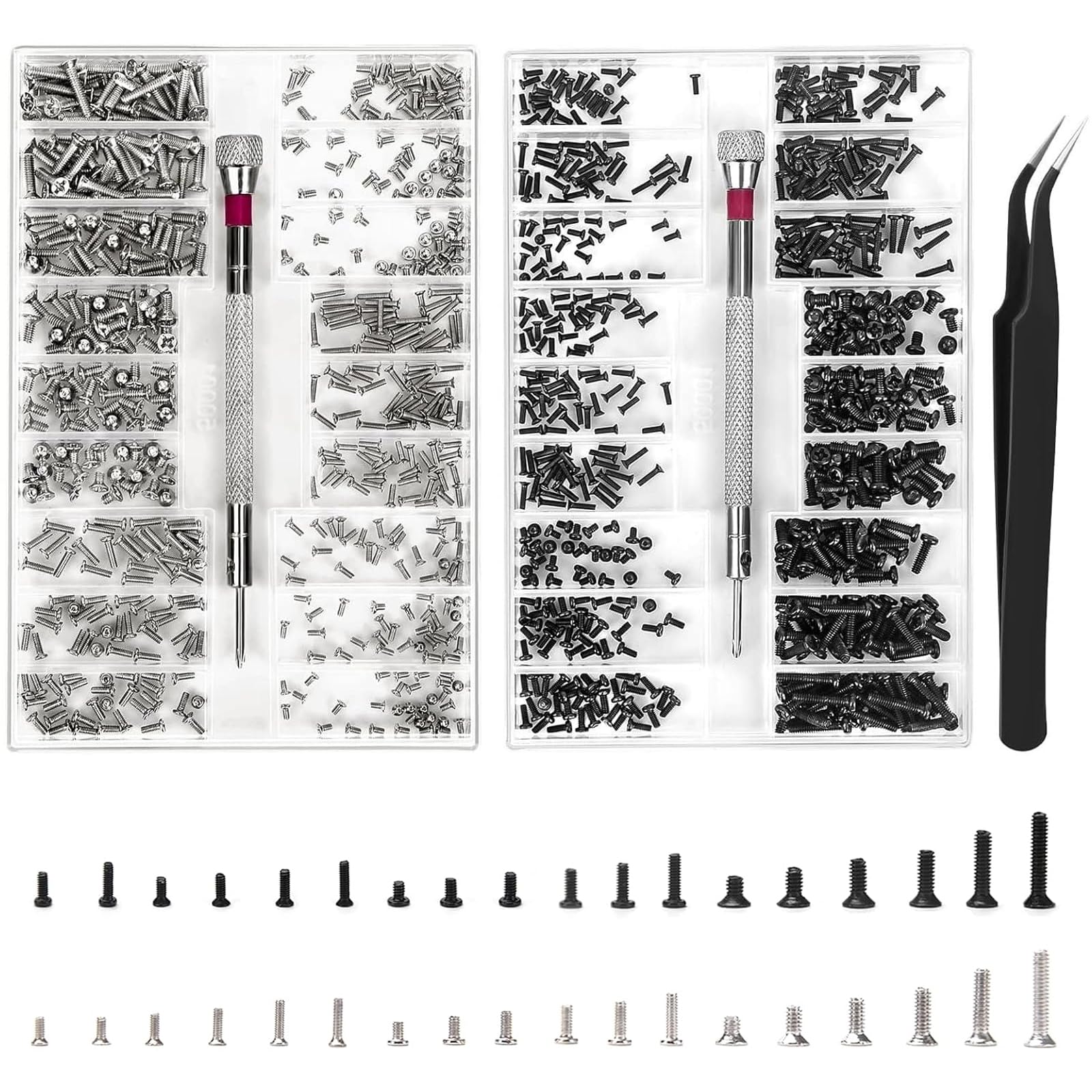 XIATIAN 1000Pcs Tiny Micro Repair Screw Kit, M1.2 M1.4 M2 Tiny Screws