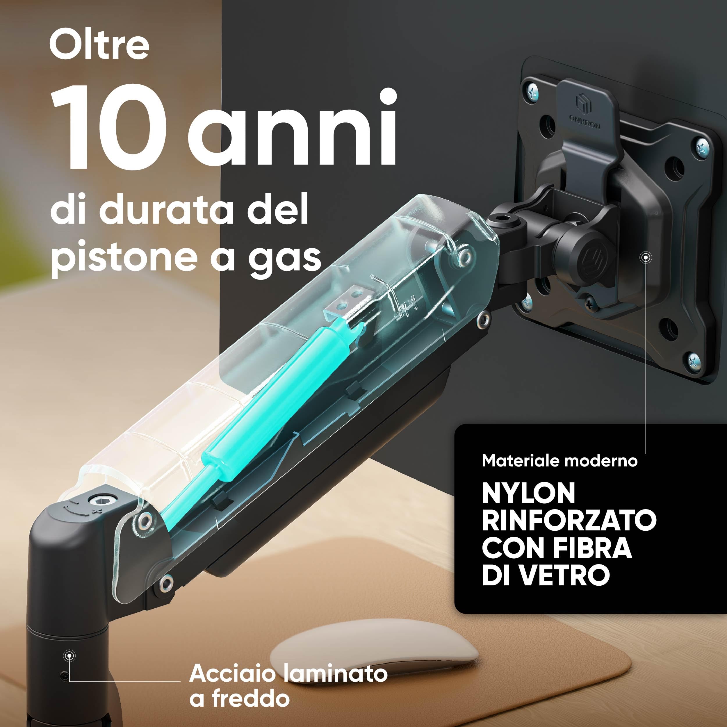 ONKRON Braccio Monitor da Scrivania 13"-32", Carico 2-10 kg, VESA 75x75-100x100, Supporto Monitor Scrivania, Supporto Schermo PC Universale, Inclinabile e Girevole, Altezza Regolabile, Nero G80-B