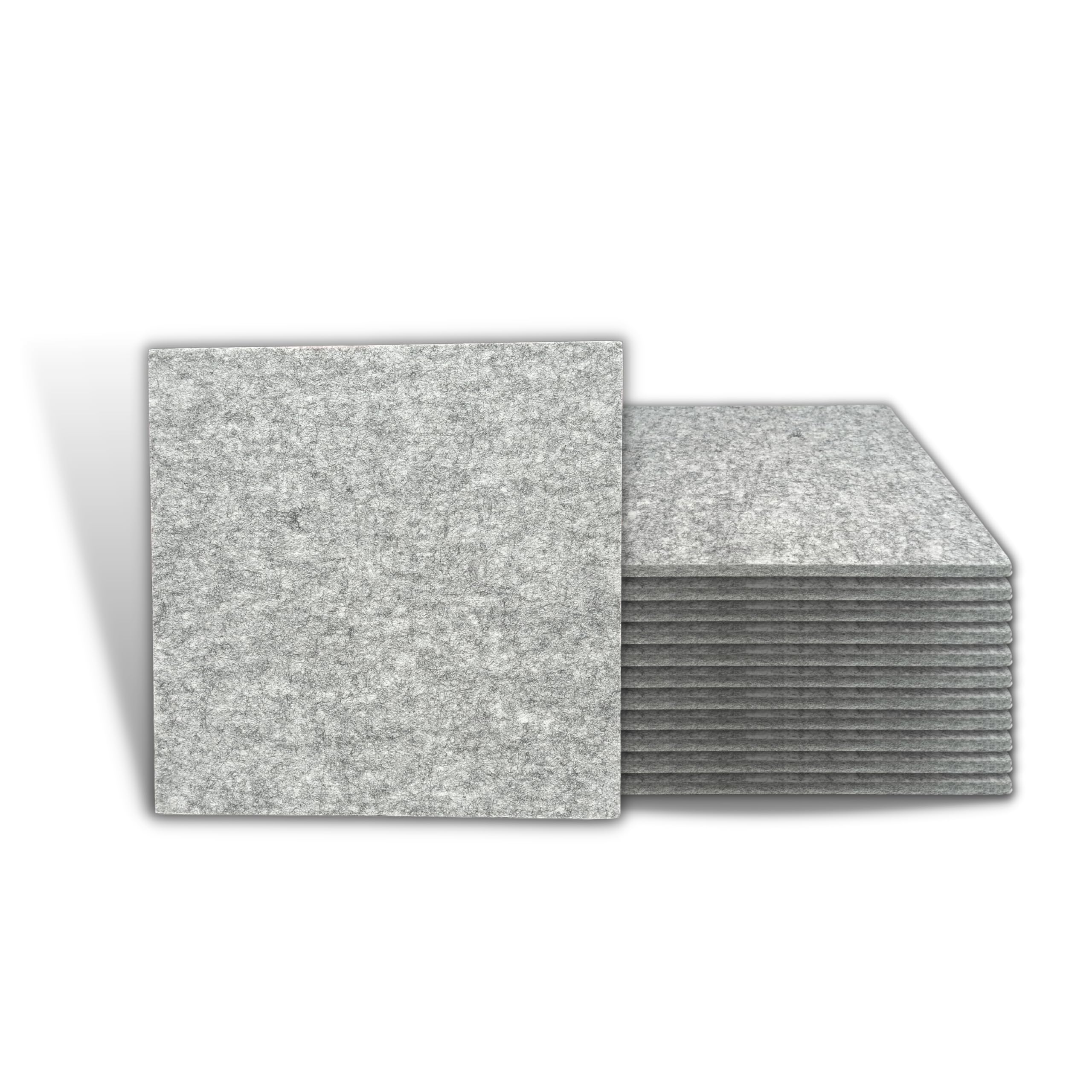 UNIDUS ACOUSTICS Square Acoustic Wall Panels Set of 12, 12"x12"x9mm, Ash Grey | Square Acoustic Panels for Wall and Ceiling | Soundproof Wall Panels High-Density Acoustic Absorption Panel