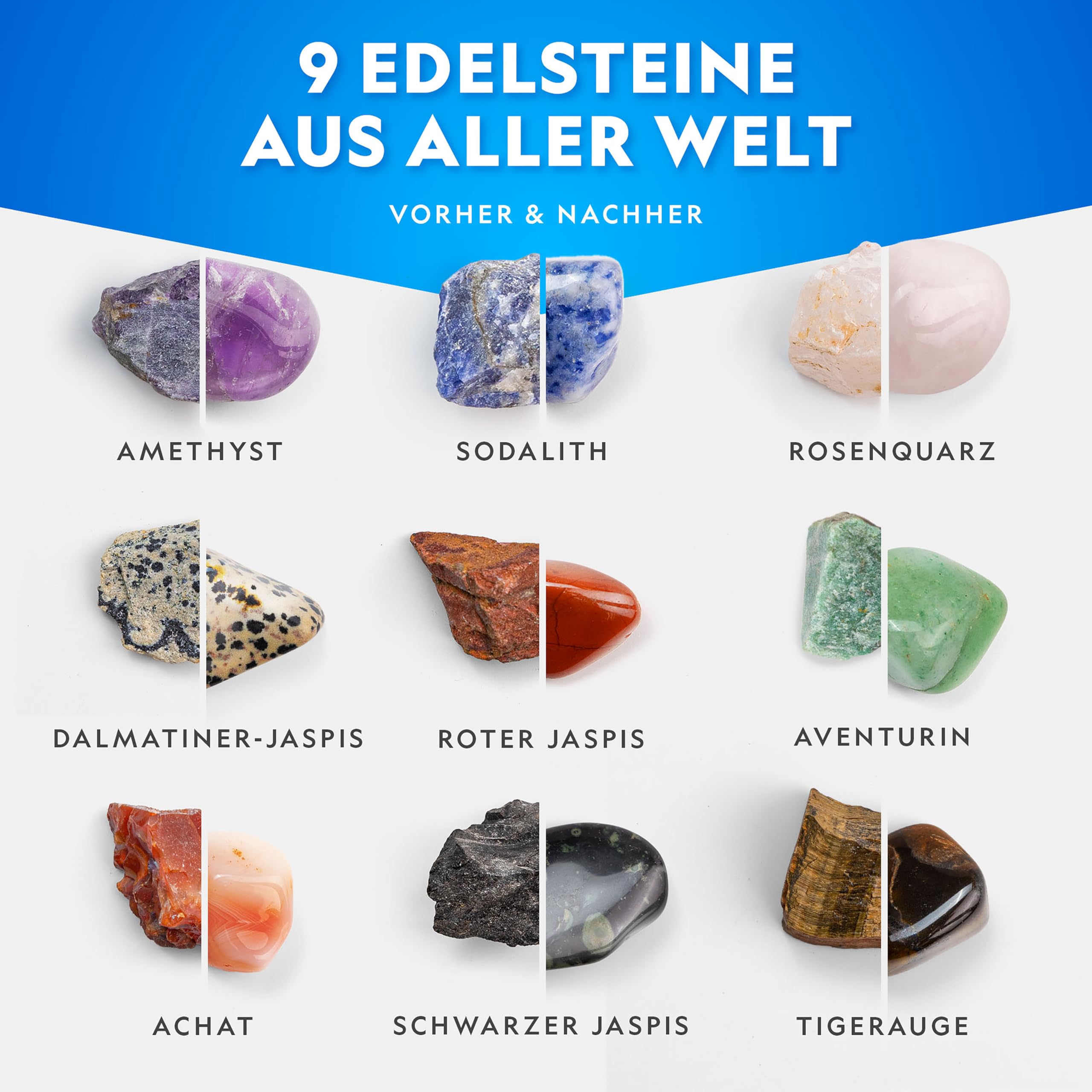 NATIONAL GEOGRAPHIC Steintrommel Hobby-Set – Vollständiges Set zum Steine Trommeln mit Hochwertiger Trommel Edelsteinen und Patentierter GemFoam-Schaumpolitur – Pädagogisches Mint-Wissenschafts-Set