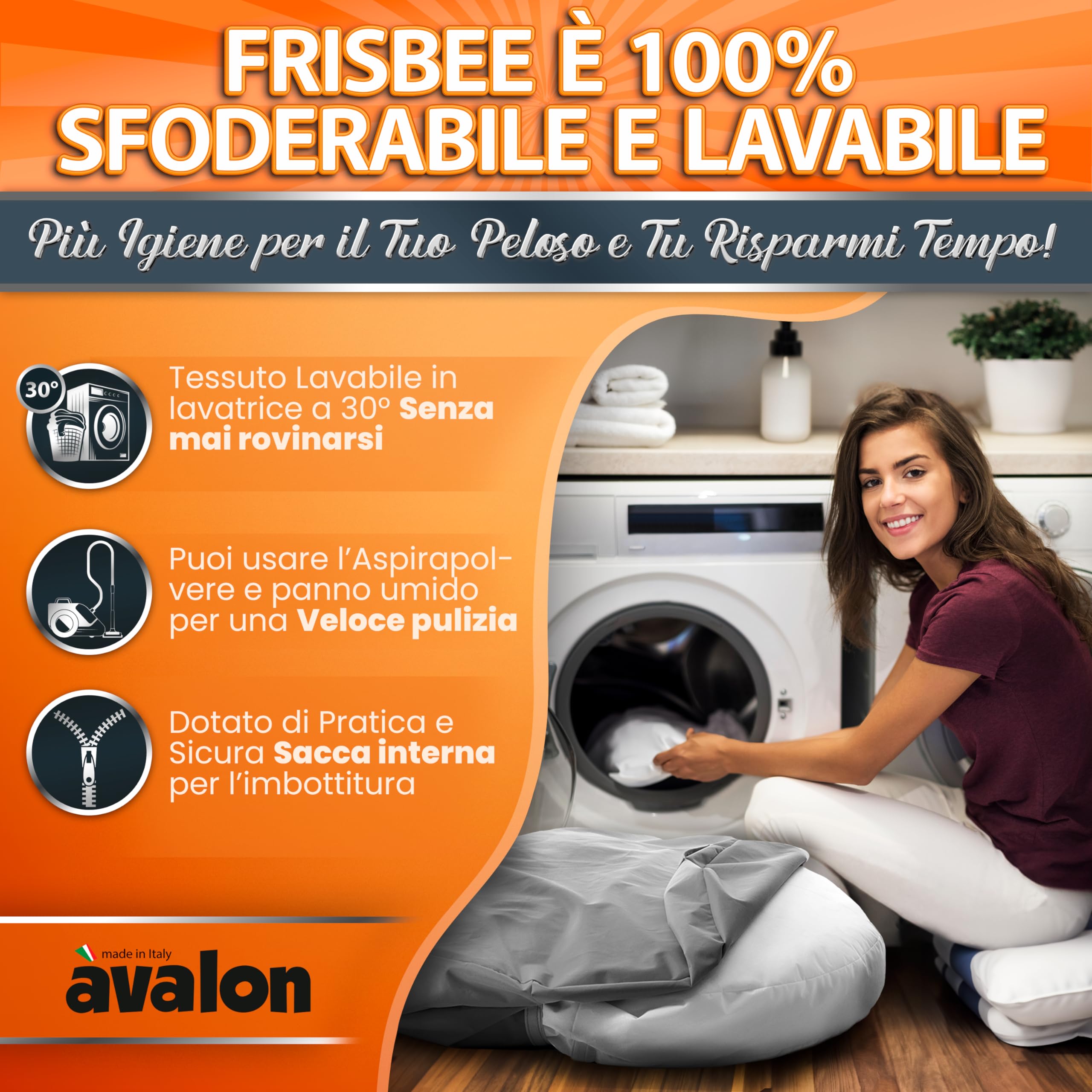 Avalon - Cojín para Perro Desenfundable y Lavable Grande en Tejido Jive Antidesgarro Premium, Anatómico e Impermeable, Cama para Perros Anti-Pelo, (Frisbee 100 cm-Taupe)