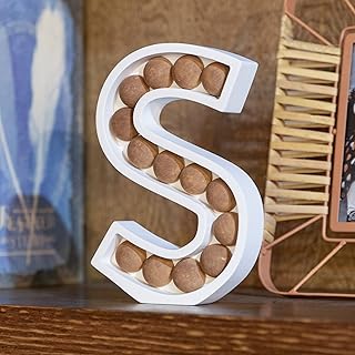 COLLECTIVE HOME - Wood Letters for Wall Decor, Free Standing Tabletop Decoration, Monogram Decorative Signs, Initials Bar Decor with Beads, DIY Block Words Sign (S)