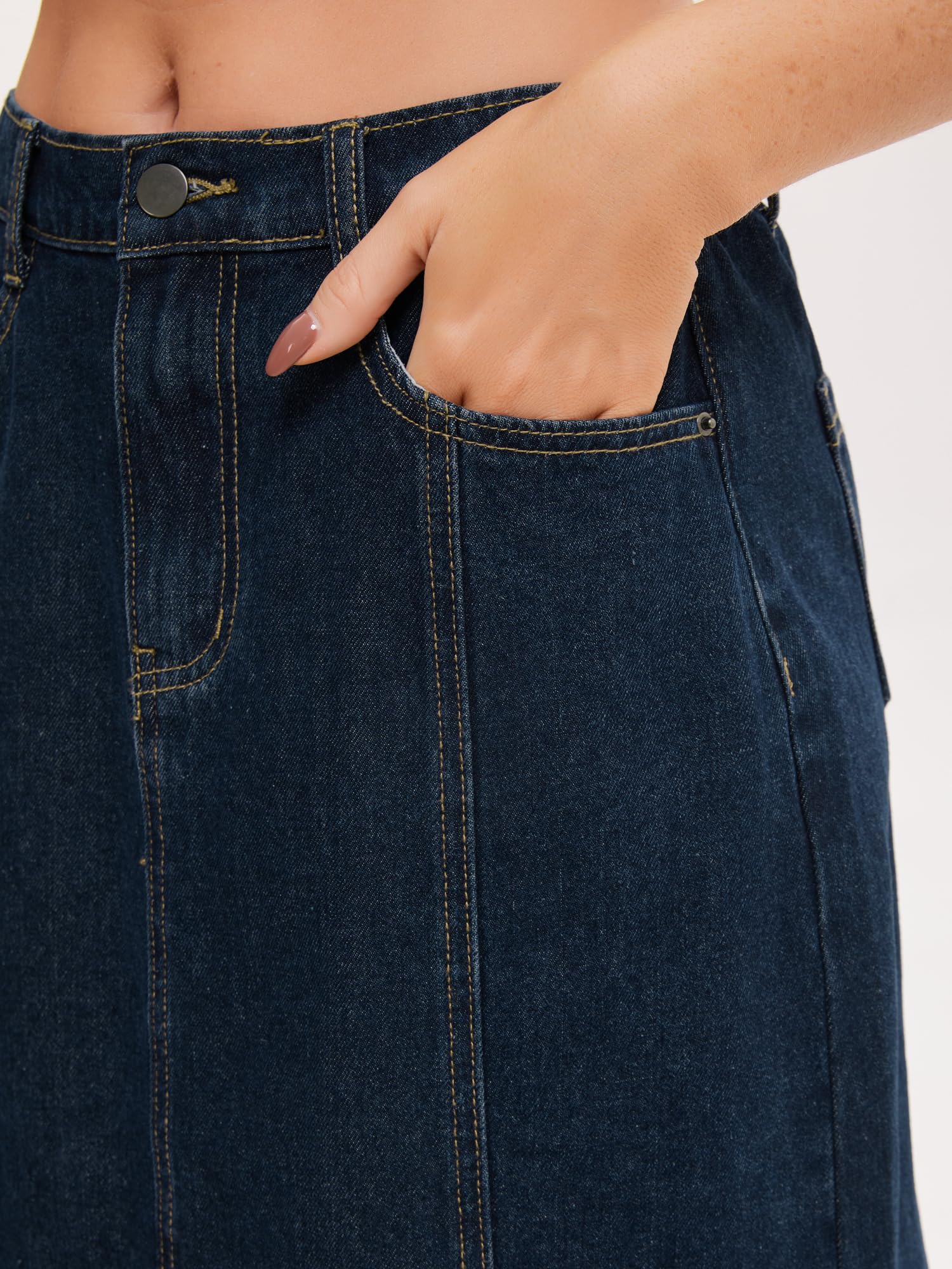 Damen A-Linie Jeansrock Midi