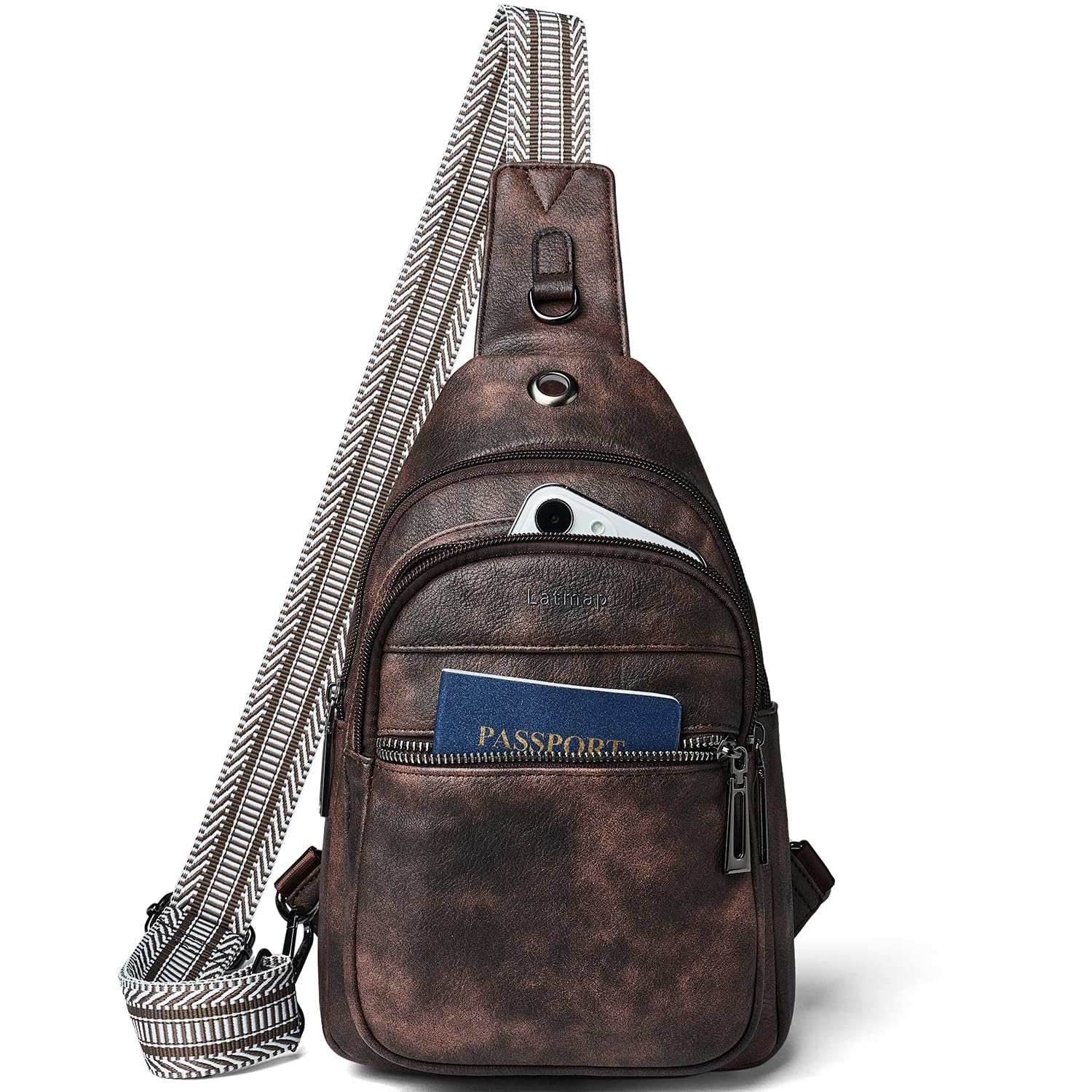 LATMAP Sling Bag For Women Faux Leather Small Casual Daypack Backpack Fanny Pack Crossbody Chest Bags Purse