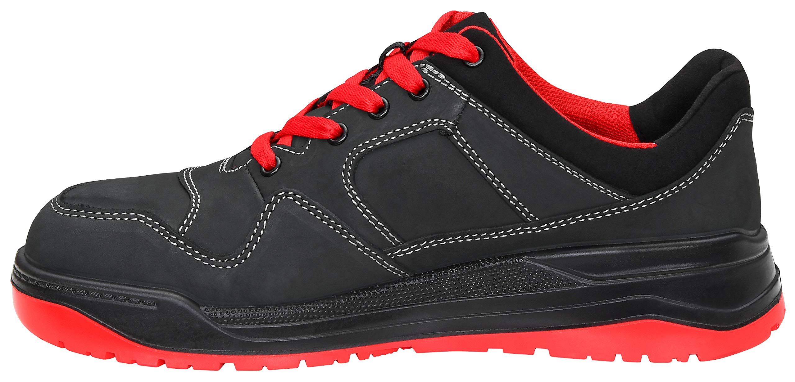 ELTEN Maverick Black-red Low ESD S3S | Sicherheitsschuhe für Damen & Herren, Stahlkappe, leicht, atmungsaktiv, Gr. 43