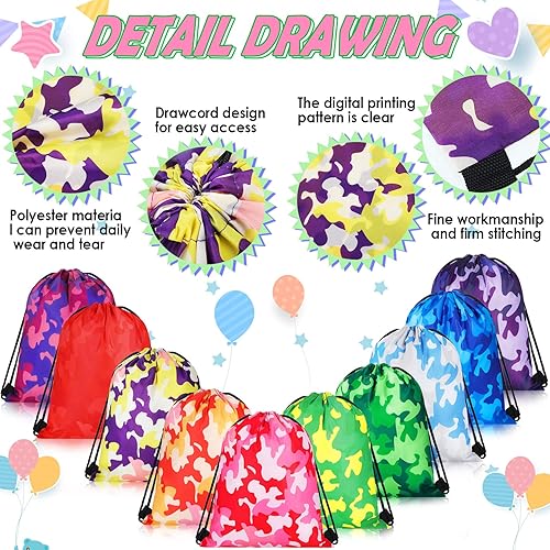 Miniatura 4 de Lothee Paquete de 30 bolsas con cordón, recuerdos de fiesta para niños, bolsas de regalo de fiesta de poliéster, bolsa de regalo, mochila con cordón