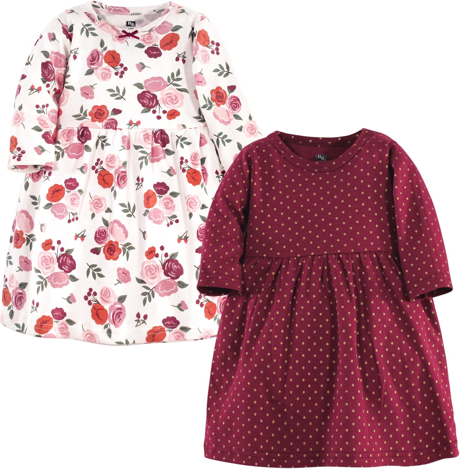 Luvable Friends Hudson Baby Long-Sleeve Dresses 2pk