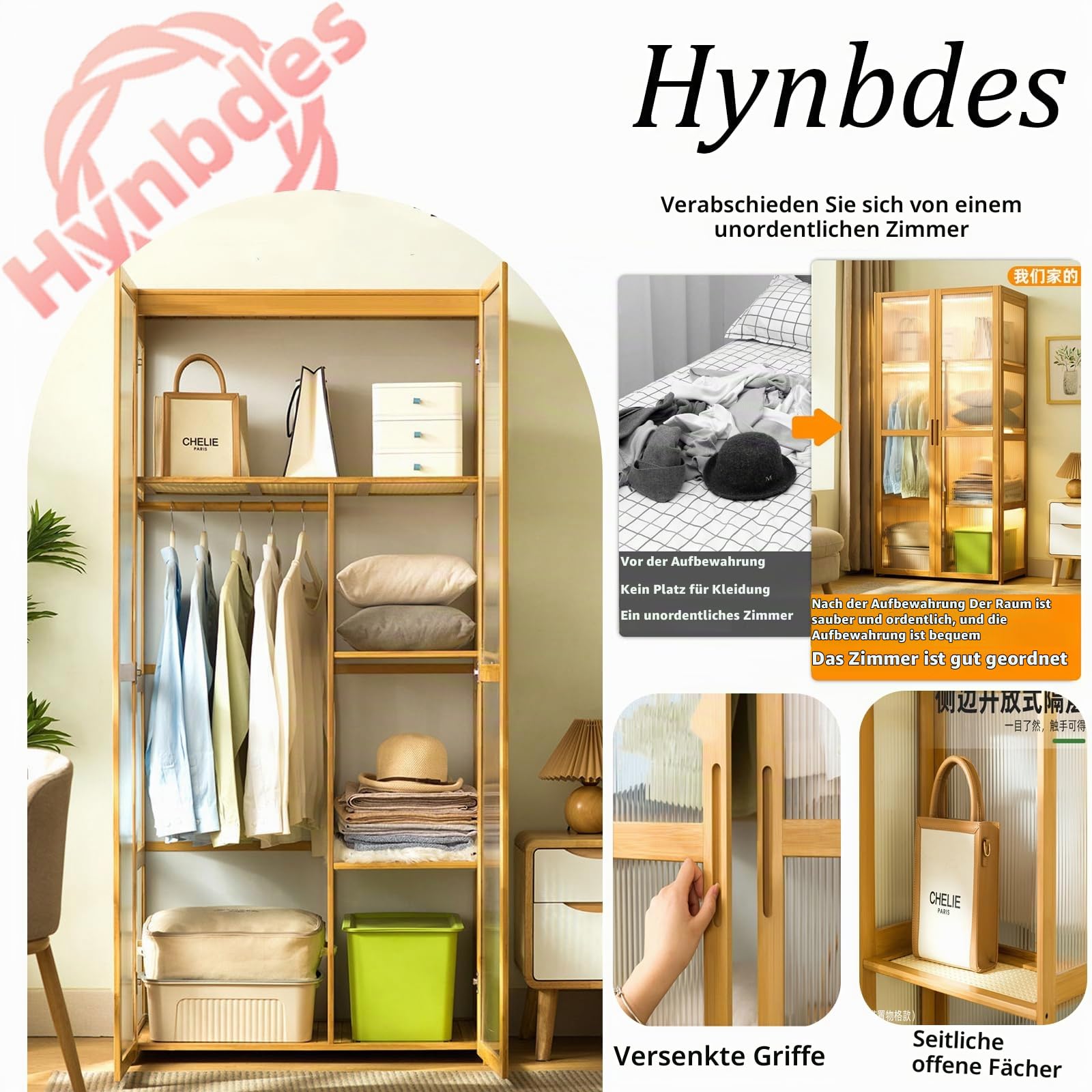 Transparentes Acryl-Garderoben-/Schlafzimmer-Schrank-Aufbewahrungsregal, transparentes Tür-Aufbewahrungsregal für Wohnzimmer/Schlafzimmer, einfach zu montieren-Schwarz64*47 * 170