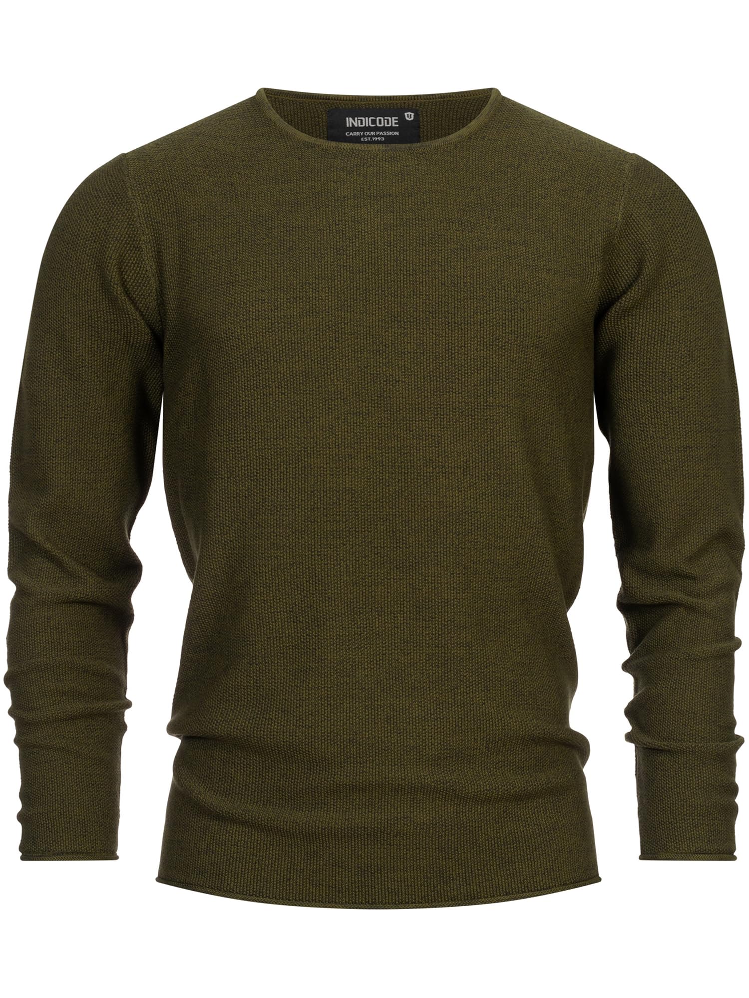 Indicode Herren Loakim Klassischer Strickpullover mit Rundhalsausschnitt | Pullover Herrenpullover Pulli meliert für Männer