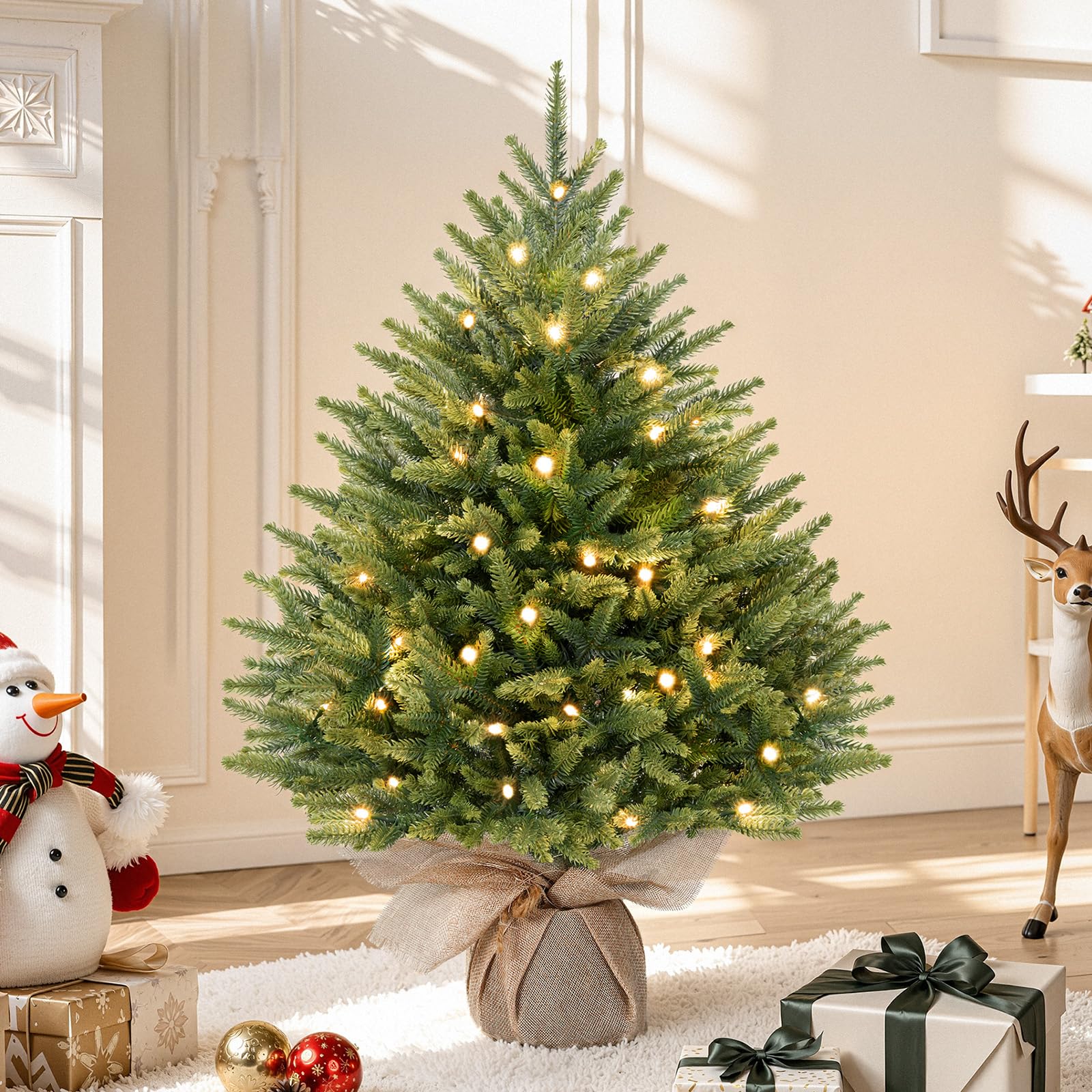 Alupssuc 2FT Pre-lit Artificial Mini PE Christmas Tree for Xmas Decorations — image 1