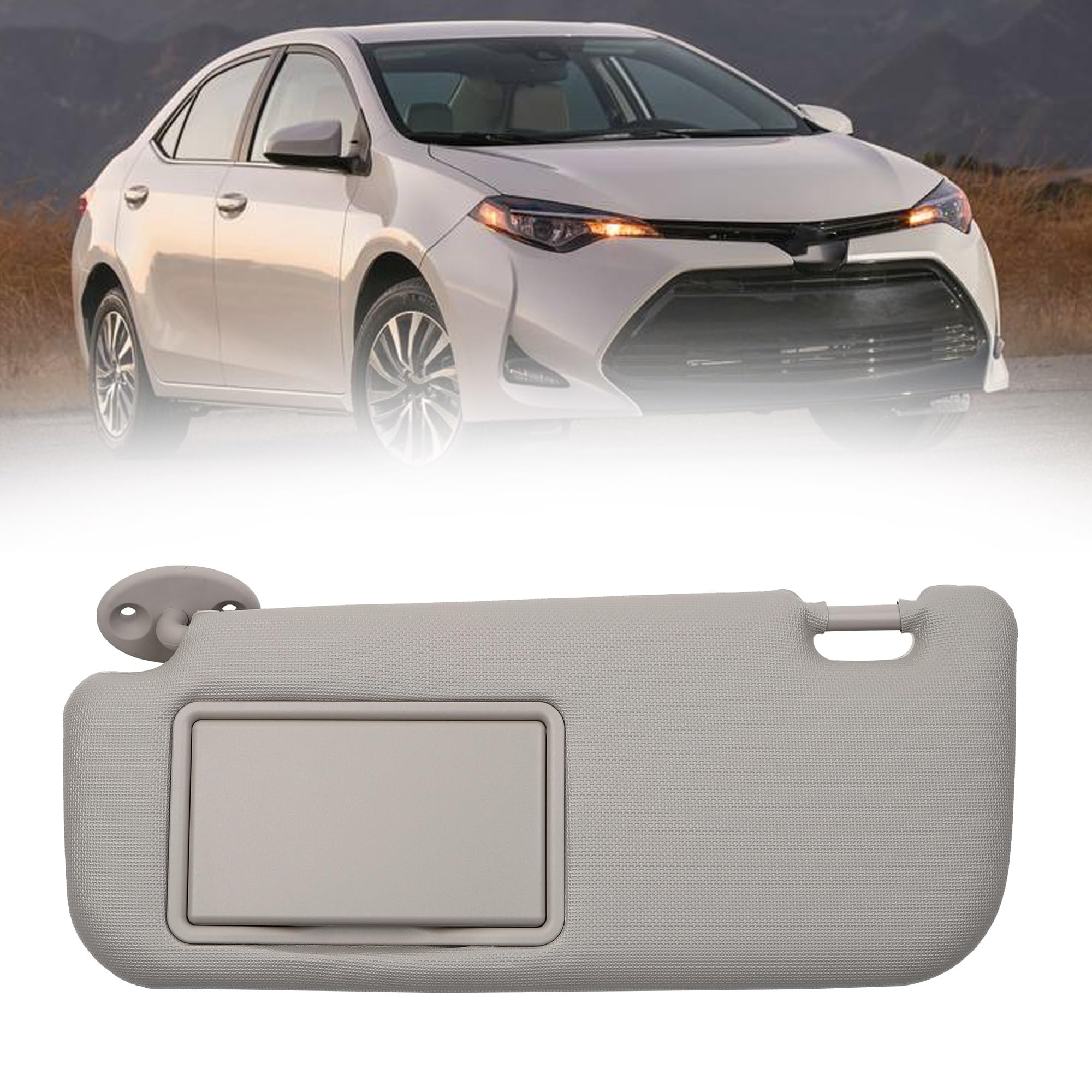 Photo 1 of Dasbecan Gray Left Driver Side Sun Visor with Vanity Mirror Compatible with Toyota Corolla 2014 2015 2016 2017 2018 Replaces# 74320-02B50-B0