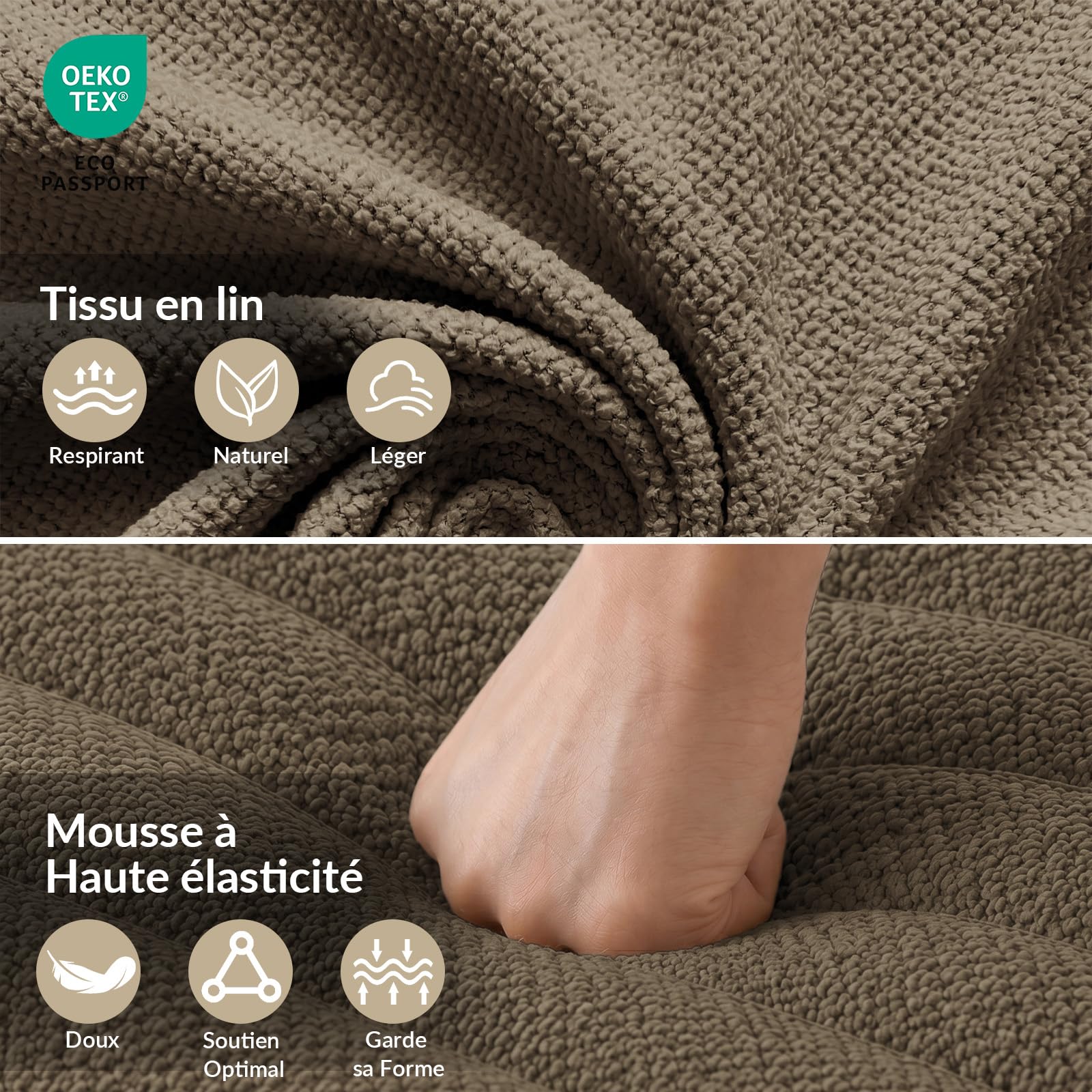 JIJIAN 6er Set Stühle Esszimmer mit Chenille, Braun Esszimmerstühle