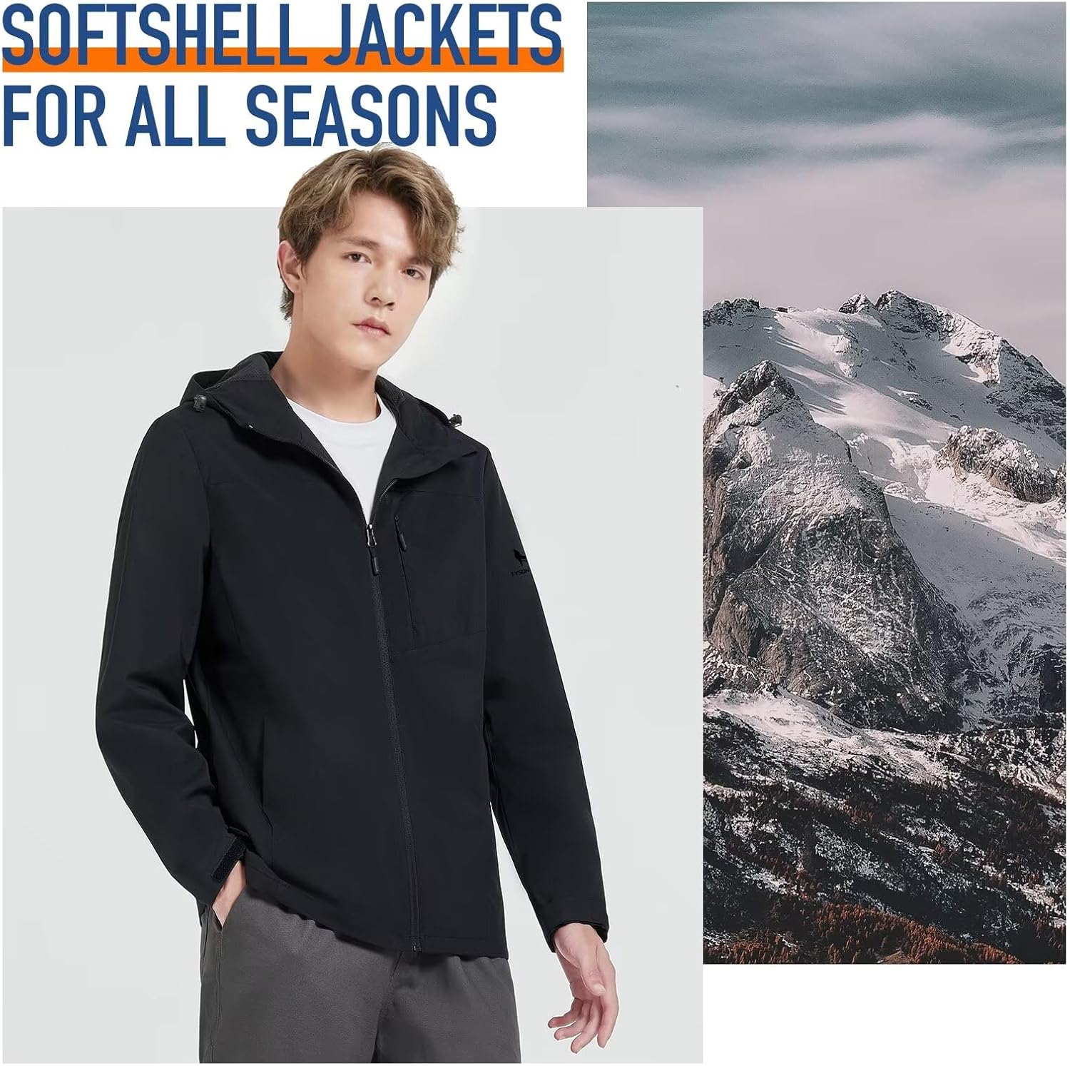 TYSON WOLF Men's Rain Jacket Waterproof Lightweight Rain Shell Raincoat with Hood for Hiking Golf Travel Cycling Windbreaker - Image 5