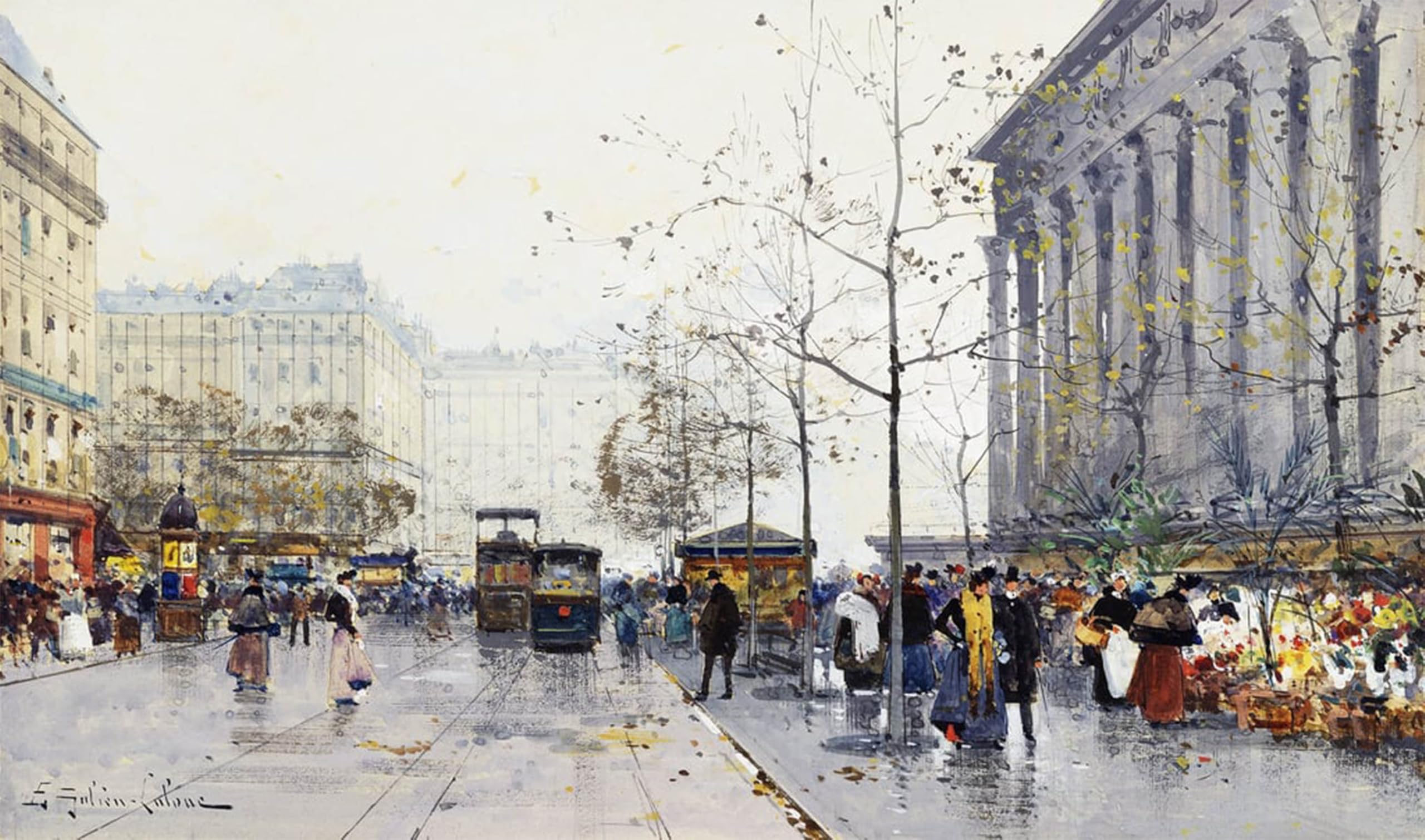SERENDIPITP Vintage Wall Art Canvas Nordic Poster Canvas Print Picture La Madeleine Paris by Eugene Galien Laloue Wall Art Poster for Home Decor 60x90cm