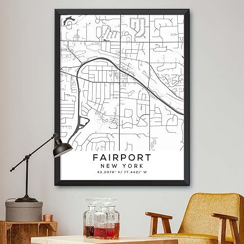 Mapa de Fairport, Nueva York, Light 2 (16x20)