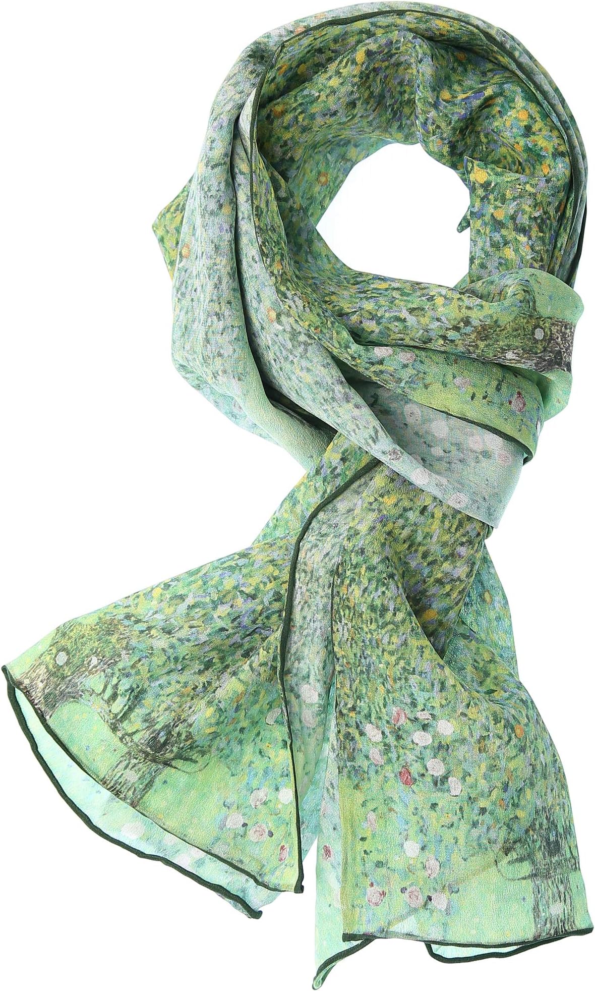 Women 100% Silk Scarves Van Gogh Paul Gauguin Monet Painted Scarf