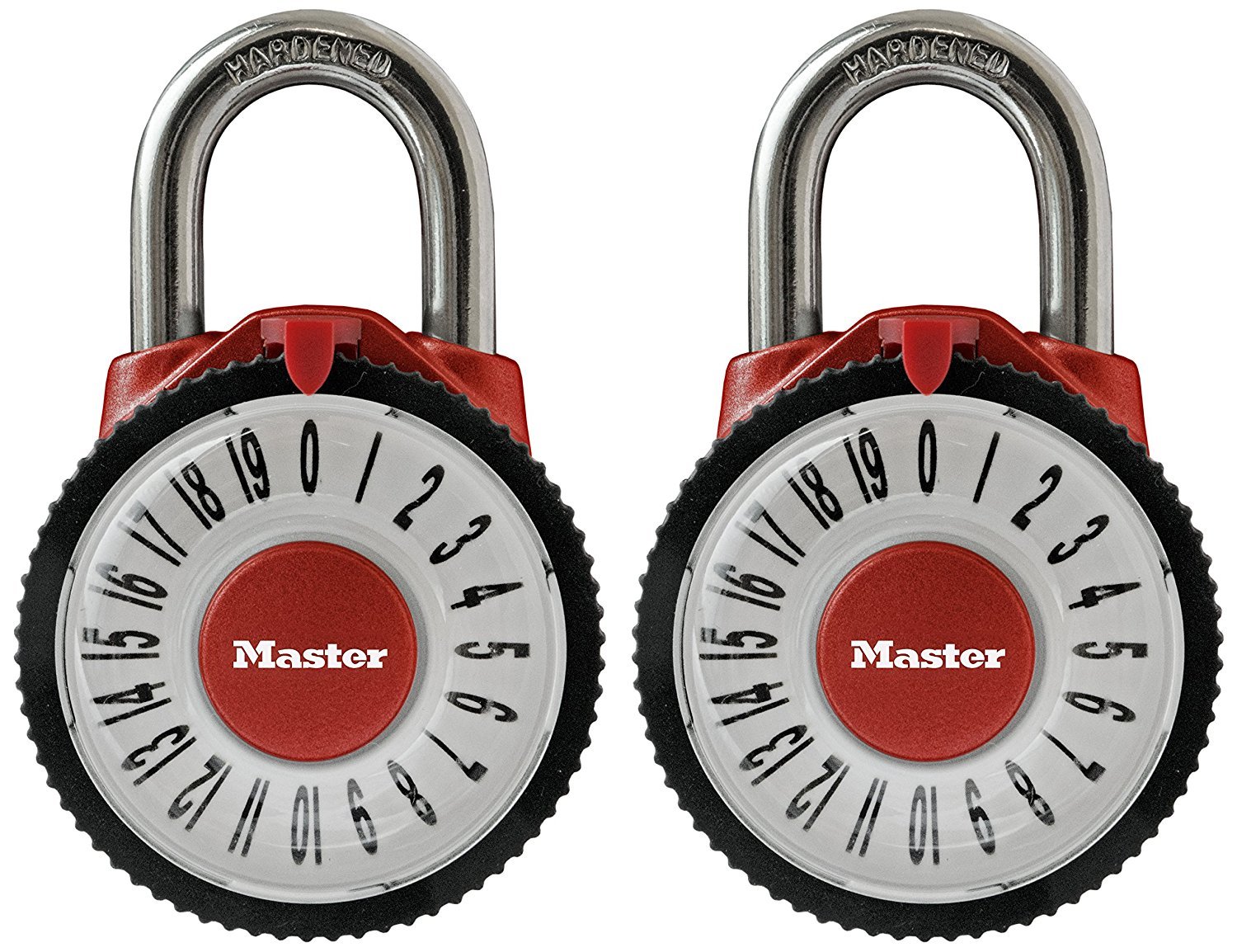 Master Lock Candado de combinación 1588T con lente de aumento, colores surtidos, paquete de 2