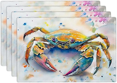 Vista 65 de Juego de 4 manteles individuales botánicos con diseño de flores, plantas botánicas, hojas de flores, rústico, floral, impermeable, lavable