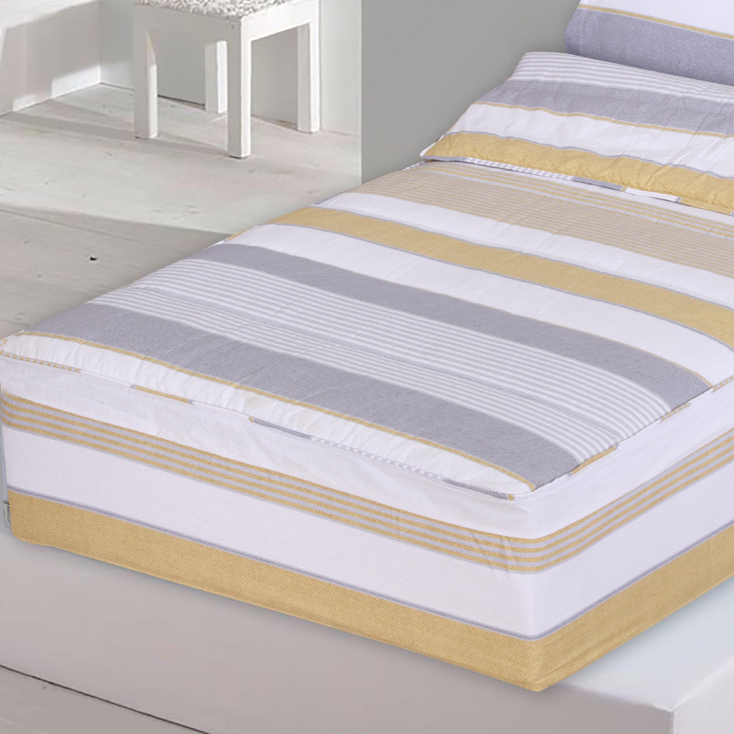 DHESTIA HOME - Saco Nórdico con Cremallera Edredón Ajustable Cama Infantil Zarautz Ocre - Color Ocre, Talla Cama 90