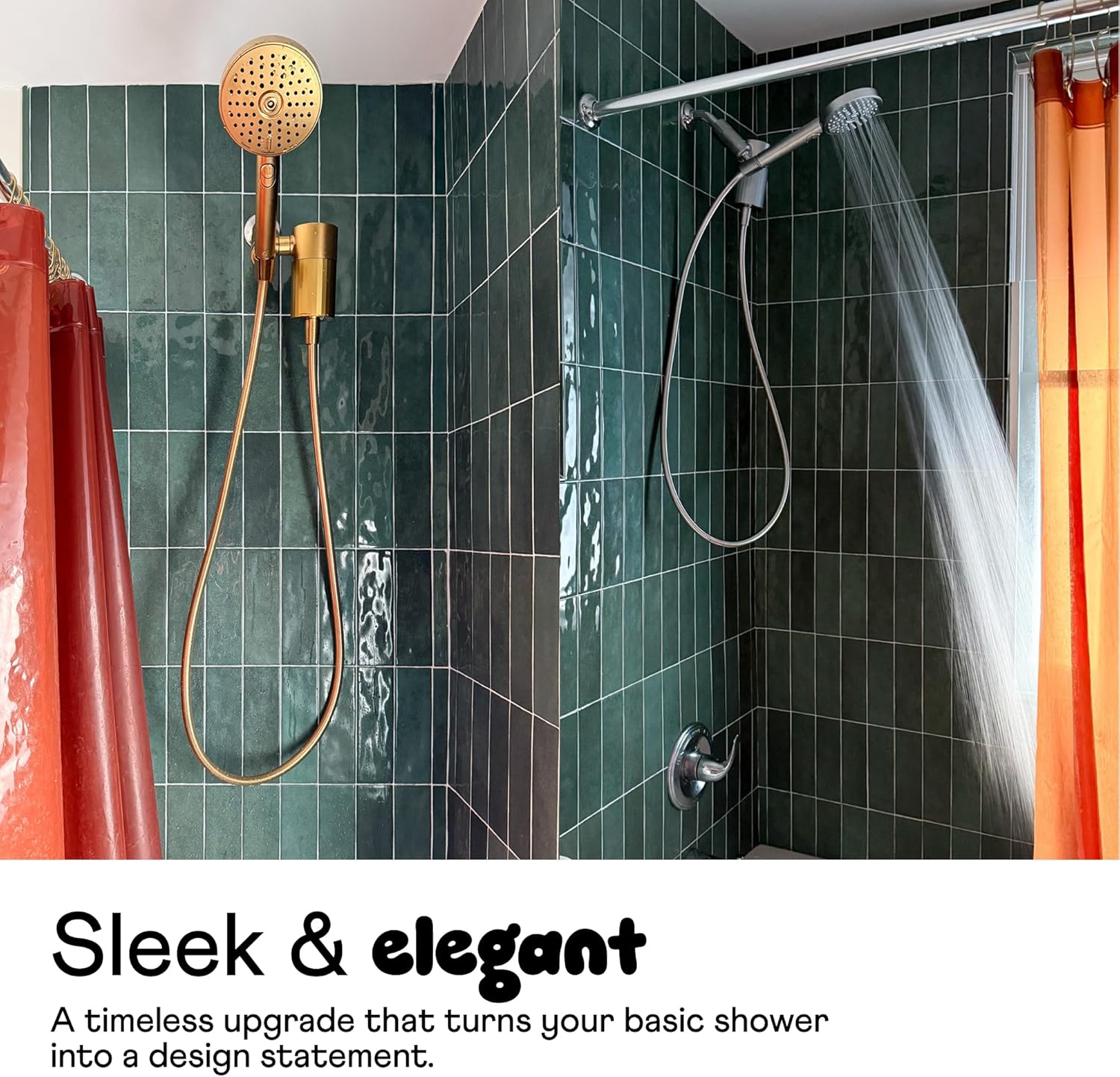 Sproos - Handheld Shower Head, High Pressure, 3 Spray Functions Plus Pause, Extra Long 70 Inch Hose - Eco-friendly Materials - Easy DIY Installation - High Pressure Performance - Pink