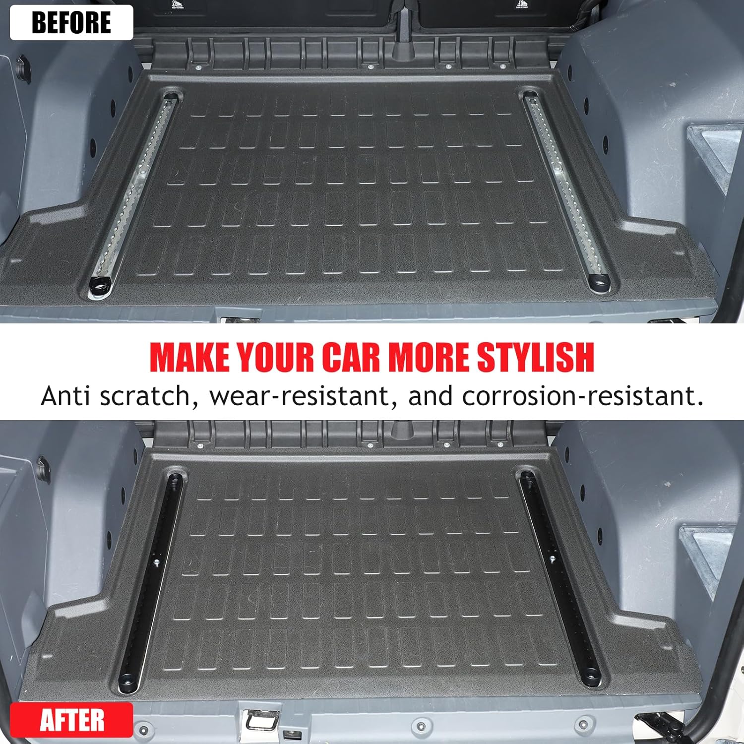 Interior Utility Rails for INEOS Grenadier Accessories 2020-2026, Rear Trunk Floor Expansion Rail Slot Utility Tie-Down Rail, Inner Rear Cargo Floor L-Track Rails Rack Shelves, Aluminum Alloy (Black)