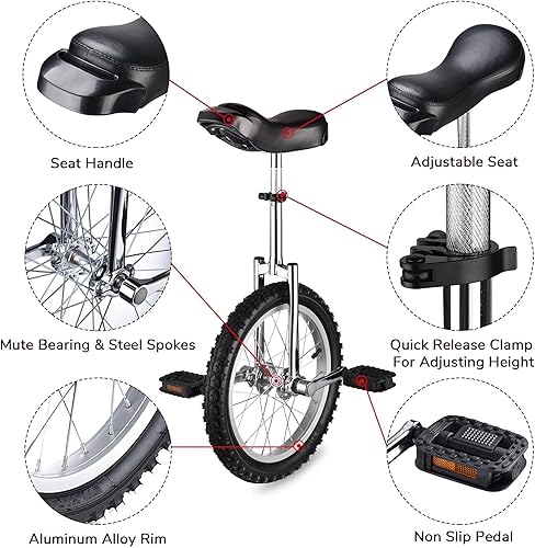Miniatura 134 de AW Rueda de 16/18/20/24 pulgadas, asiento ajustable para exteriores, para adultos, niños, deportes al aire libre, ejercicio de fitness, para elegir