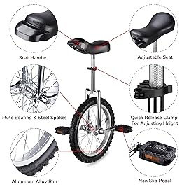 AW 16 Inch Wheel Unicycle Leakproof Butyl Tire Wheel Cycling Outdoor Sports Fitness Exercise Health Silver