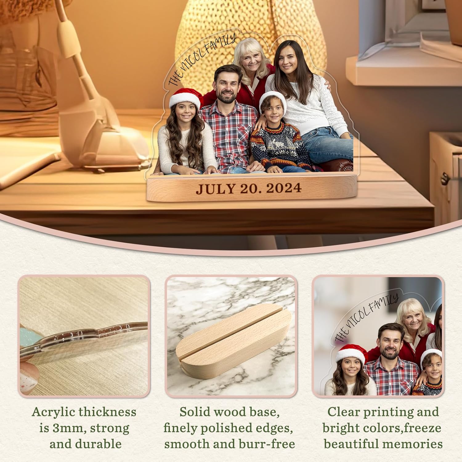 Custom Acrylic Picture Frame with Wood Base - Image 4
