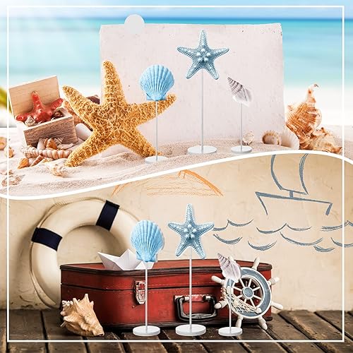 Miniatura 5 de 3 piezas de adorno de verano para playa, océano, decoración de mesa, estilo náutico, costero, decoración de madera de mar, concha, concha,