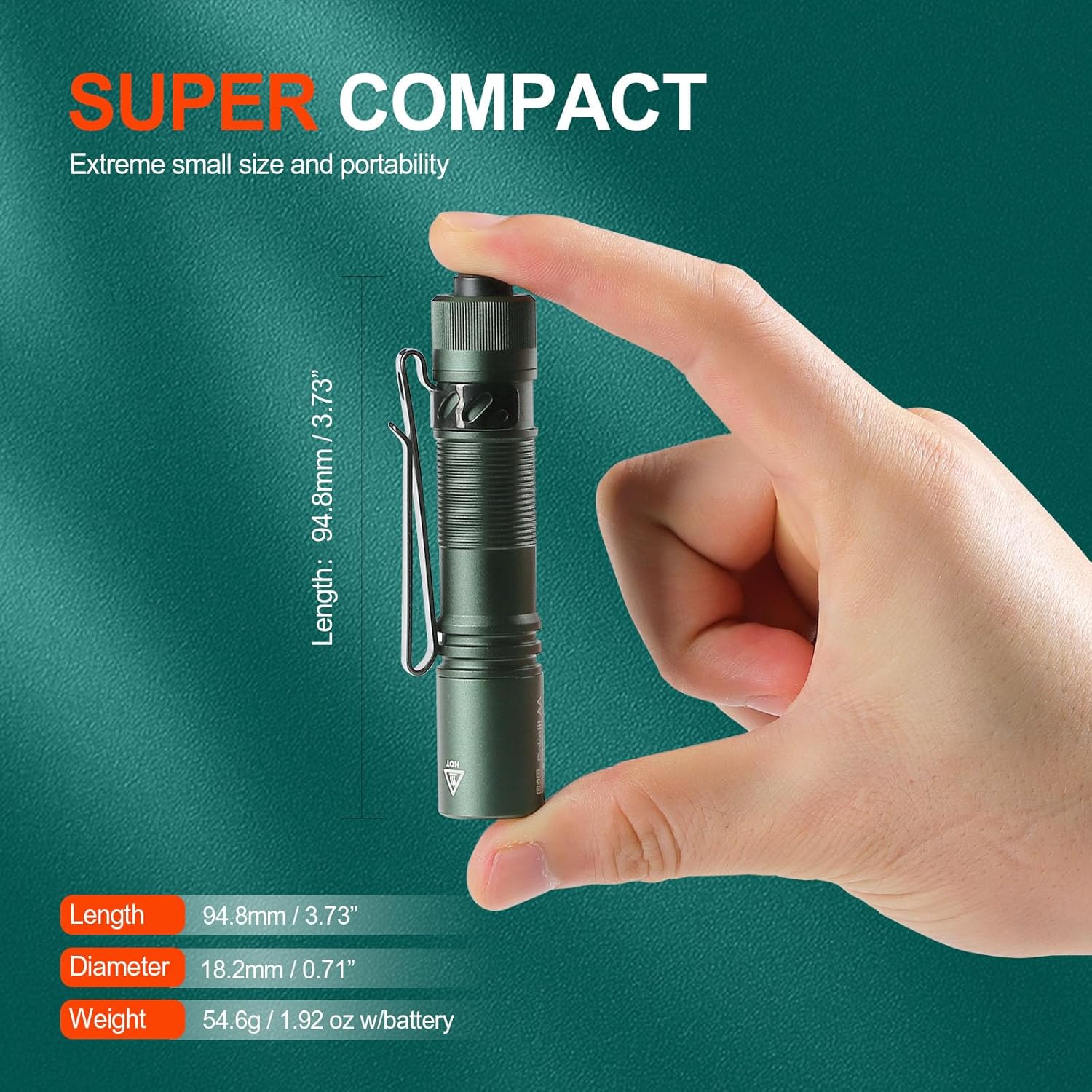 ACEBEAM Pokelit AA Mini Flashlight with dimensions
