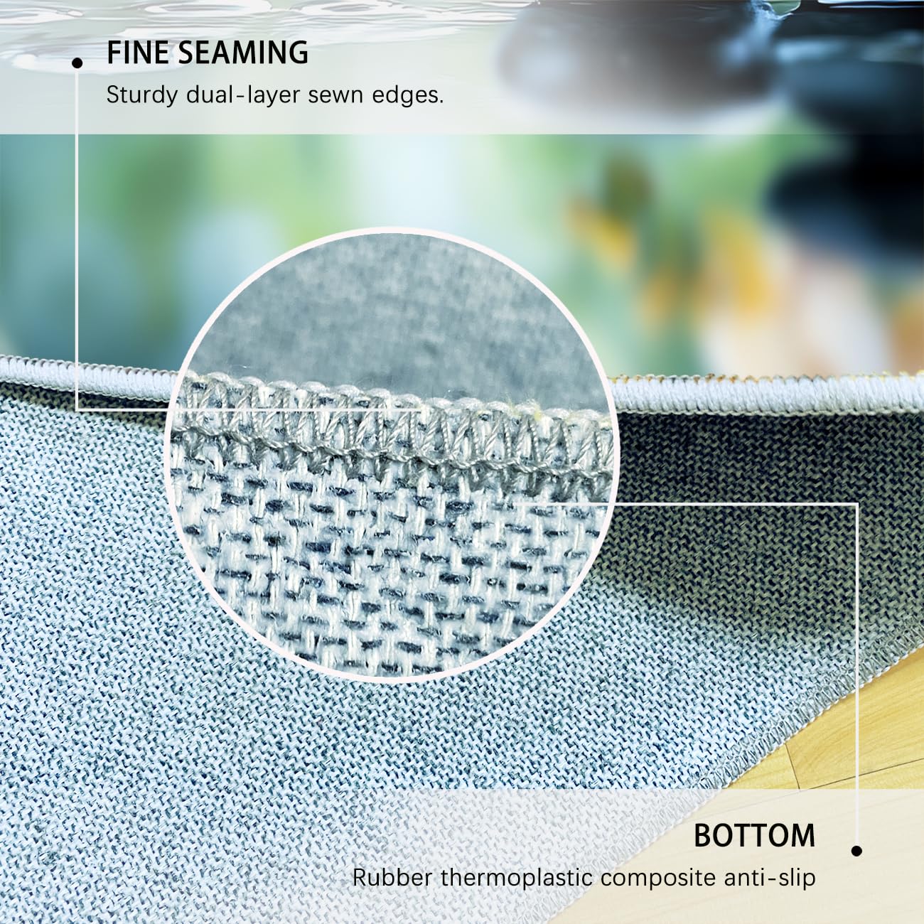 Espace méditation 160x230cm Tapis d’Espace Pierres calmantes et orchidées sur Eau Lavage à Machine à moquettes à Poil Bas et Confortable pour Spa Salle Bain décoration du Sol