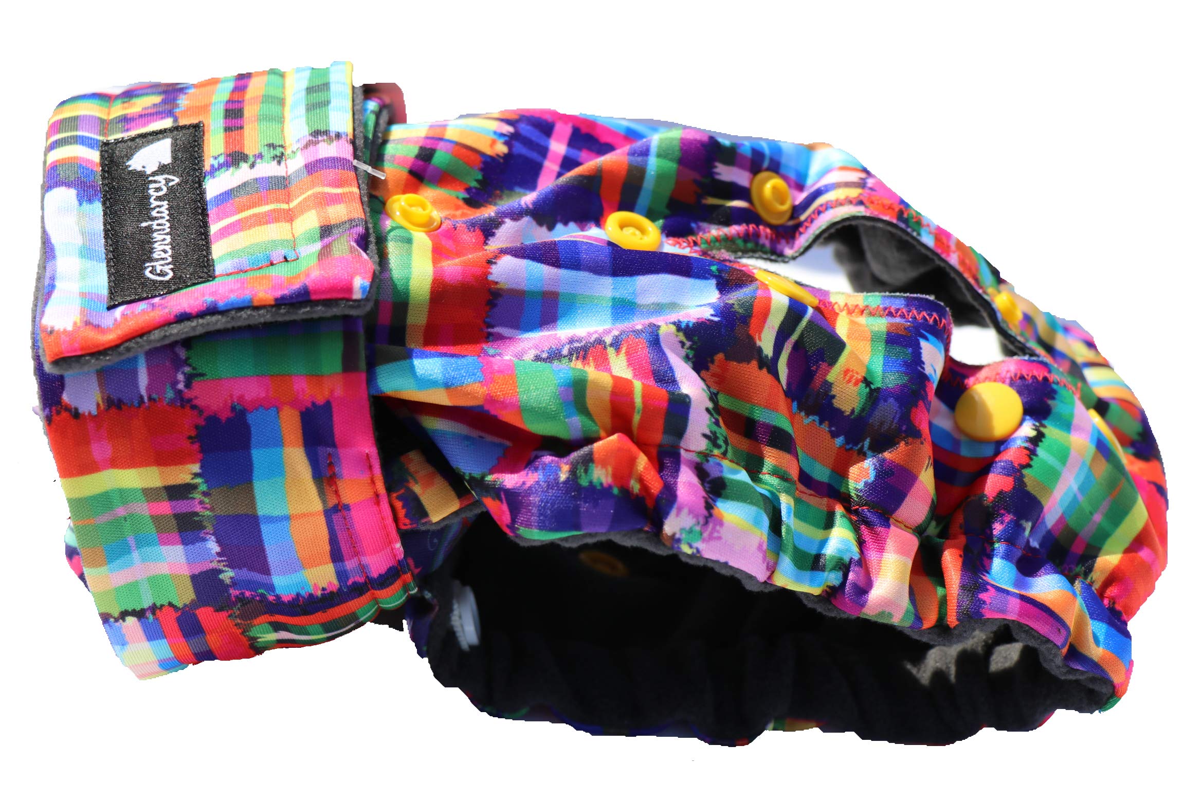 Glenndarcy Female Dog Nappy - Adjustable Flexipants - (Size Large to XXL Pants & 2 Washable Pads, Patchwork)
