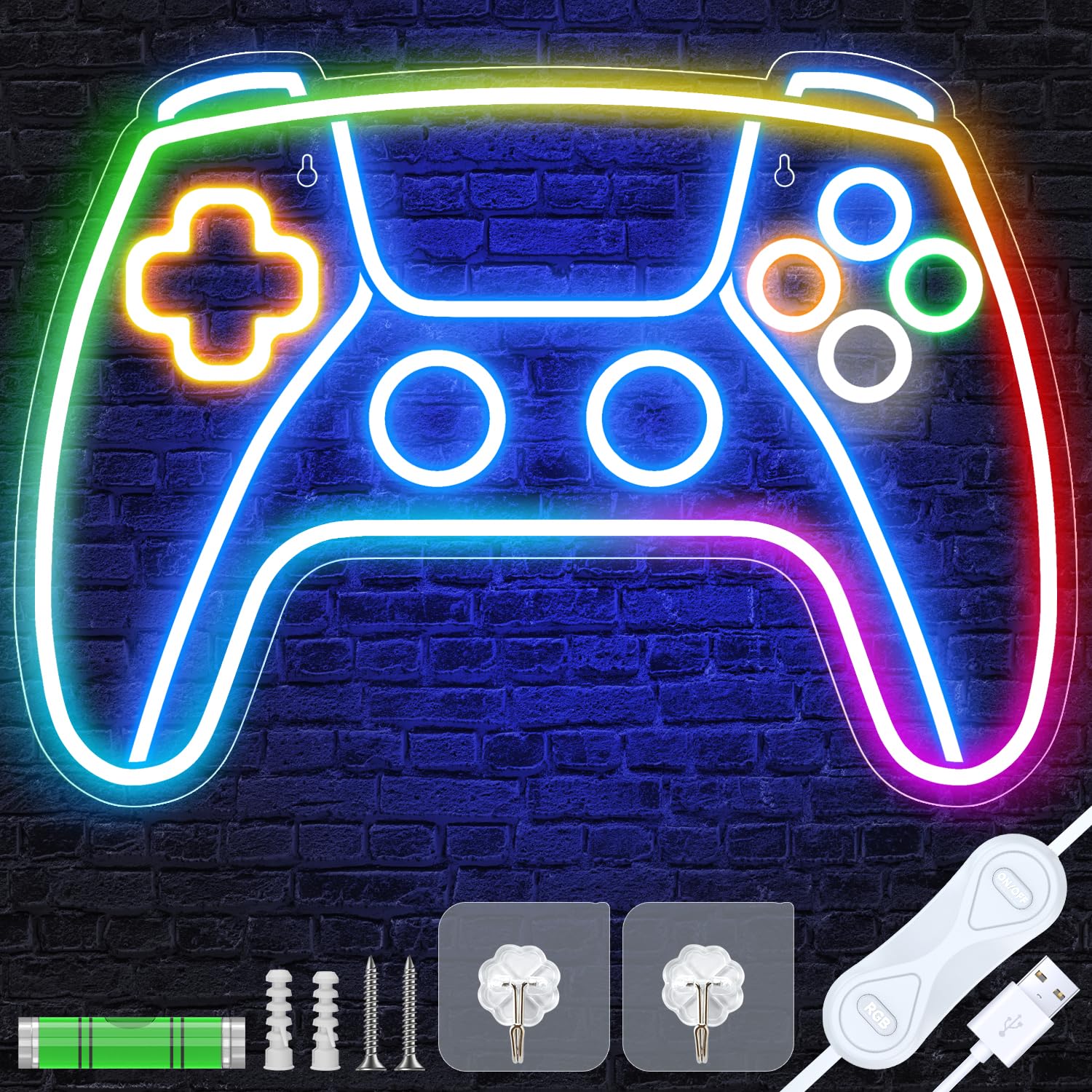 Luci Neon LED NELUX Per Camera Gaming - Insegna Luminosa Con Dimmer USB, 41x26.5cm - Foto 9