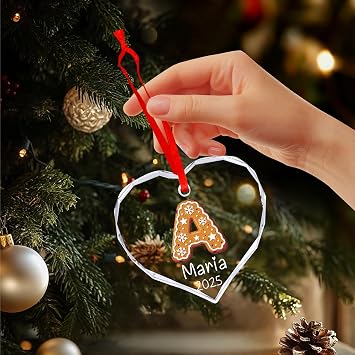 Personalized Christmas Ornaments 2025 - Custom Ornaments for Christmas Tree, Custom Initial A-Z Letter Keepsake Stocking Stuffers, Personalized Xmas Gifts for Mom, Dad, Kids, Pets, Friends, Lovers
