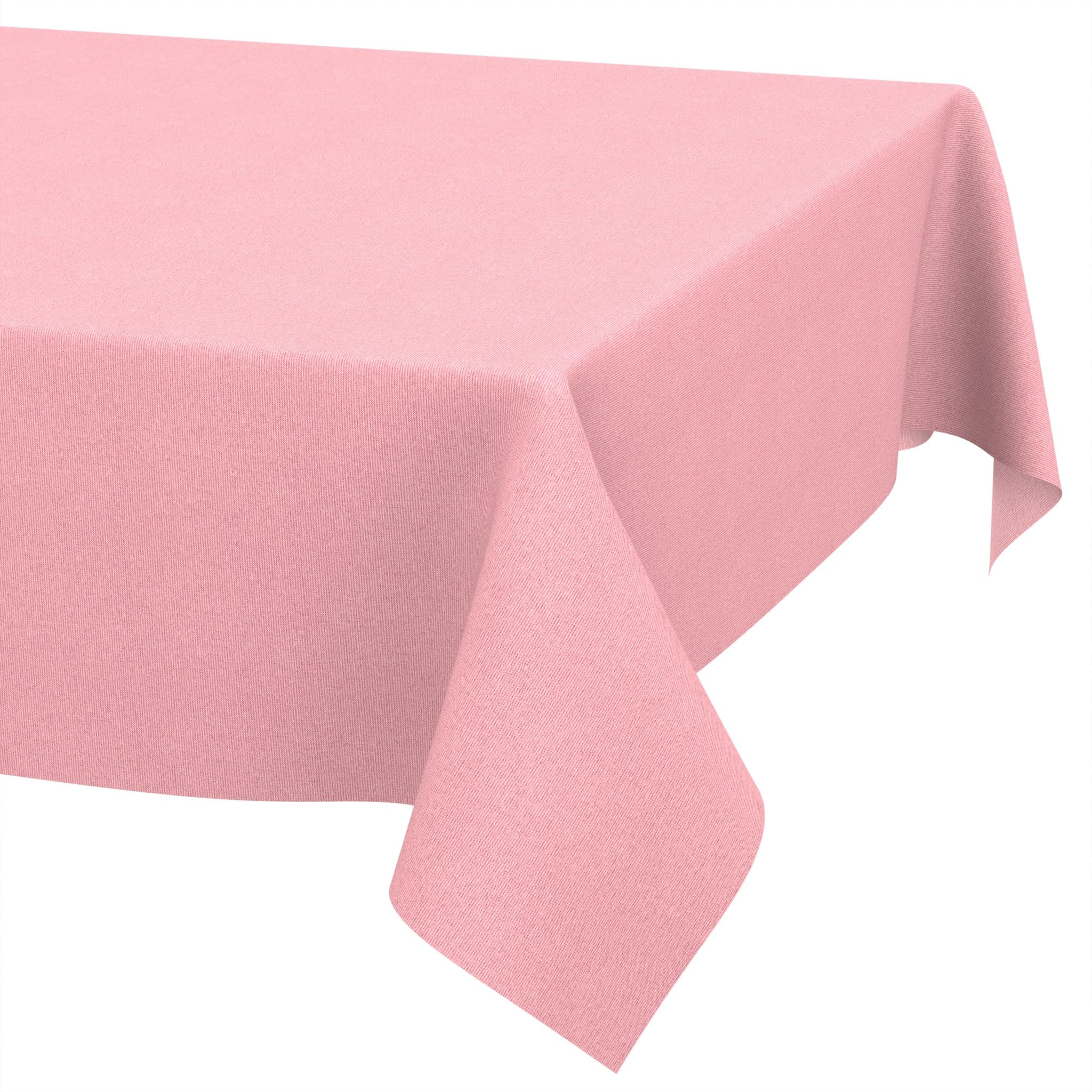 ANRO Washable Tablecloth Pink Linen Look Rectangular 200 x 140 cm - Garden Tablecloth Indoor Outdoor Water-Repellent Dirt-Repellent Easy Care Cut Edge