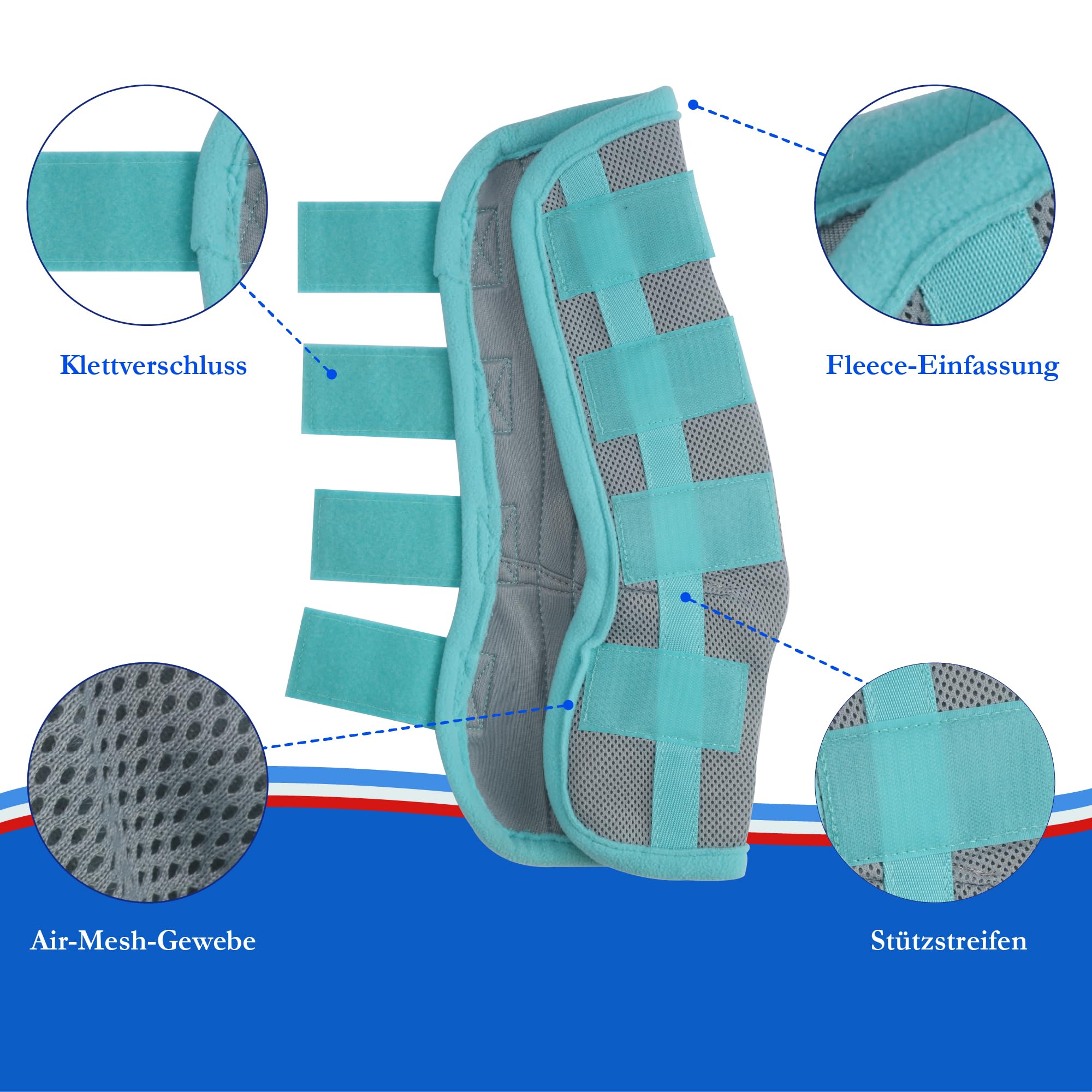 Lot de 4 guêtres anti-mouches pour cheval - Protection contre freins et moustiques - Guêtres en maille respirante réglable