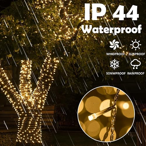 Miniatura 5 de AWQ 320 luces LED de carámbano de Navidad de 26 pies, tira de luces parpadeantes con 13 modos, temporizador y función de memoria, luz de Navidad