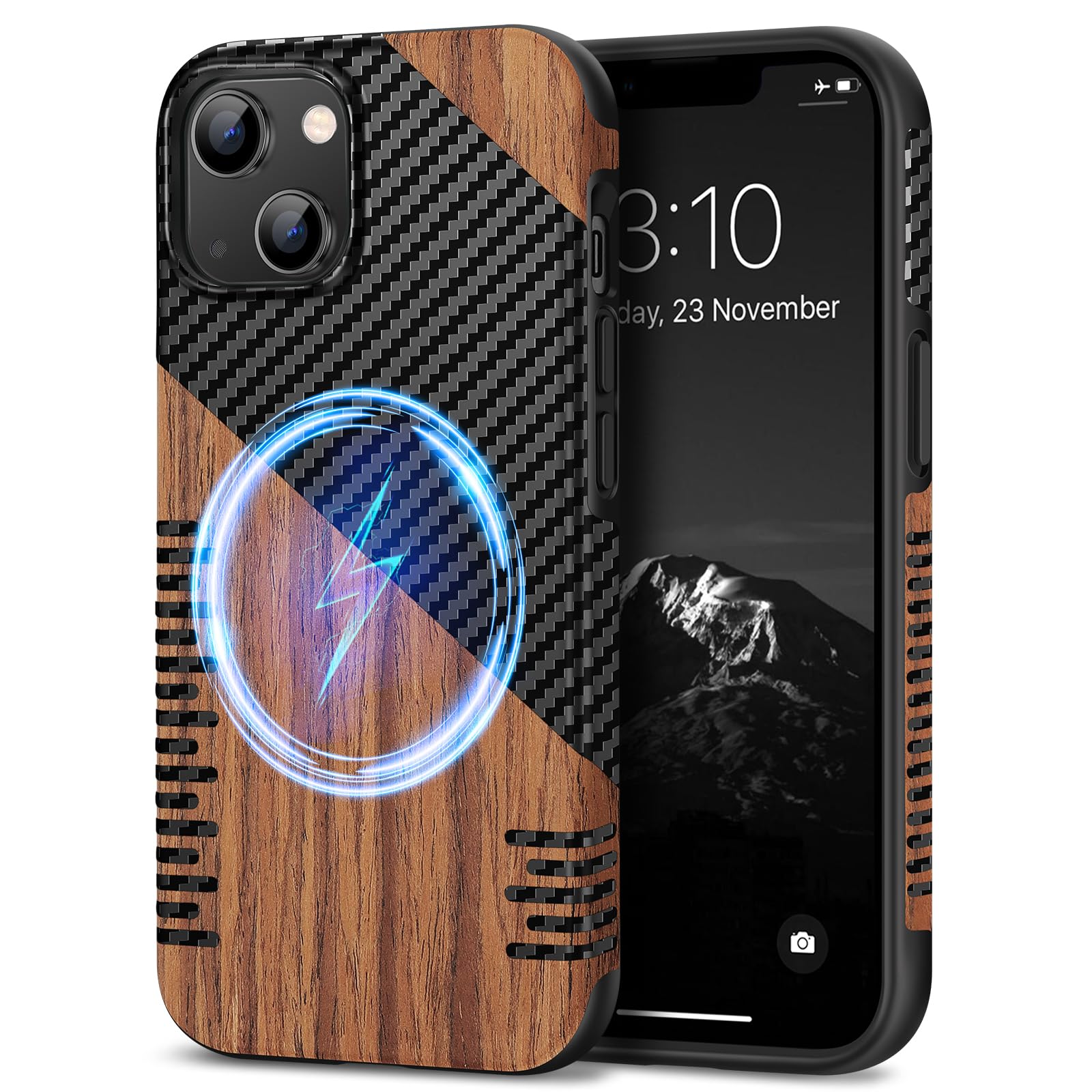Coque iPhone 14 finie les rayures grâce au bois et carbone - 8