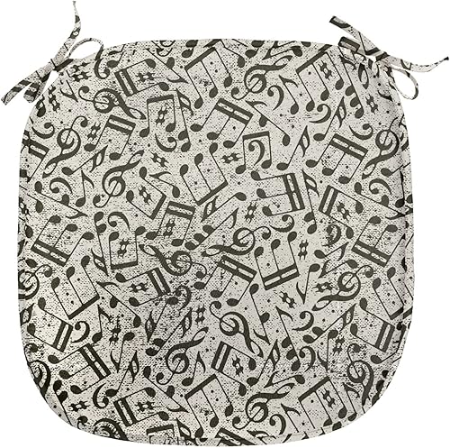 Vista 399 de Lunarable Orient - Juego de 6 cojines de asiento para silla, diseño de estrellas marroquíes, espirales y curvas abstractas, ilustración oriental