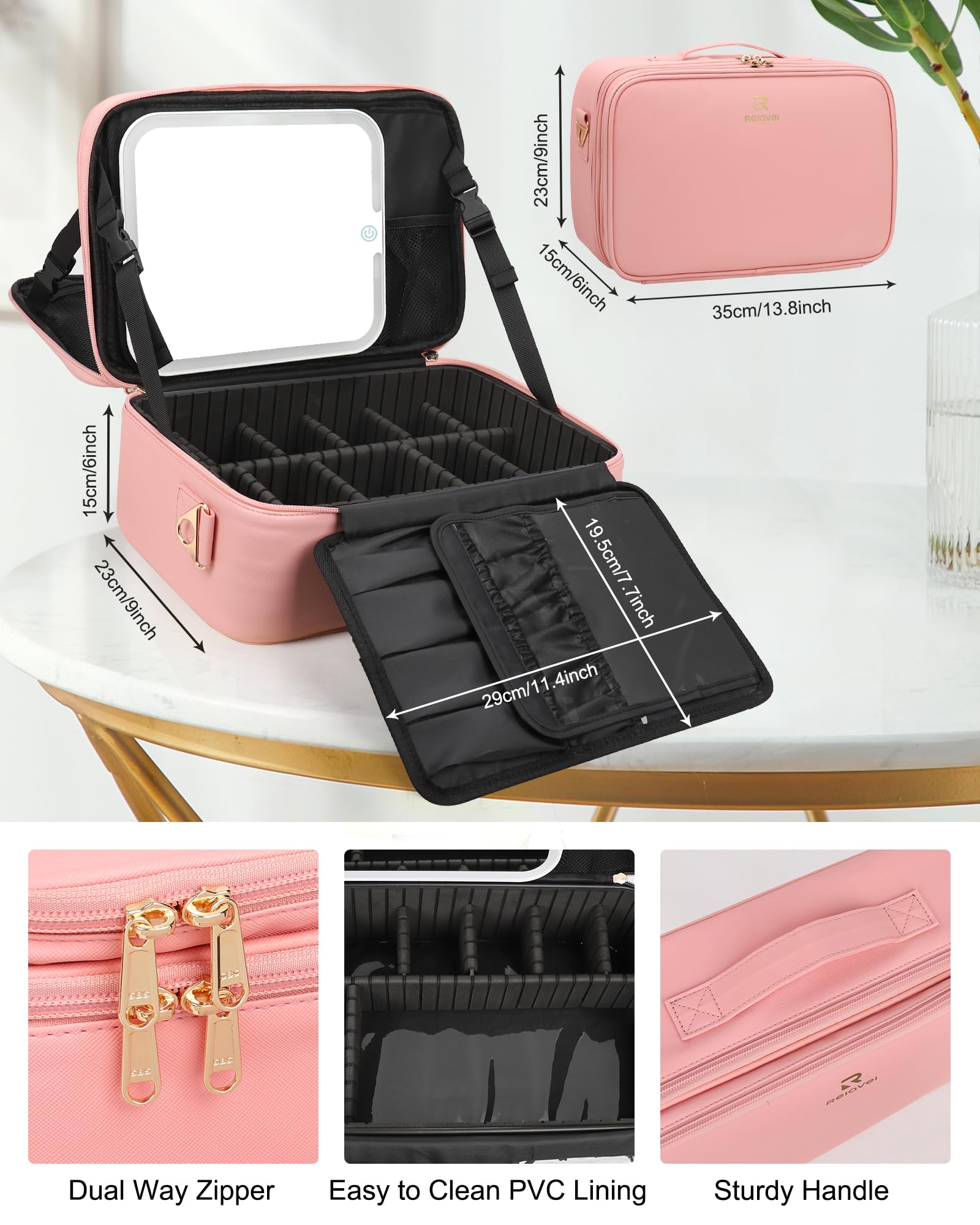 Chomeiu Borsa da viaggio trucco professionale, borsa cosmetica, organizer, borsa per accessori, cassetta degli attrezzi (piccola, nero)