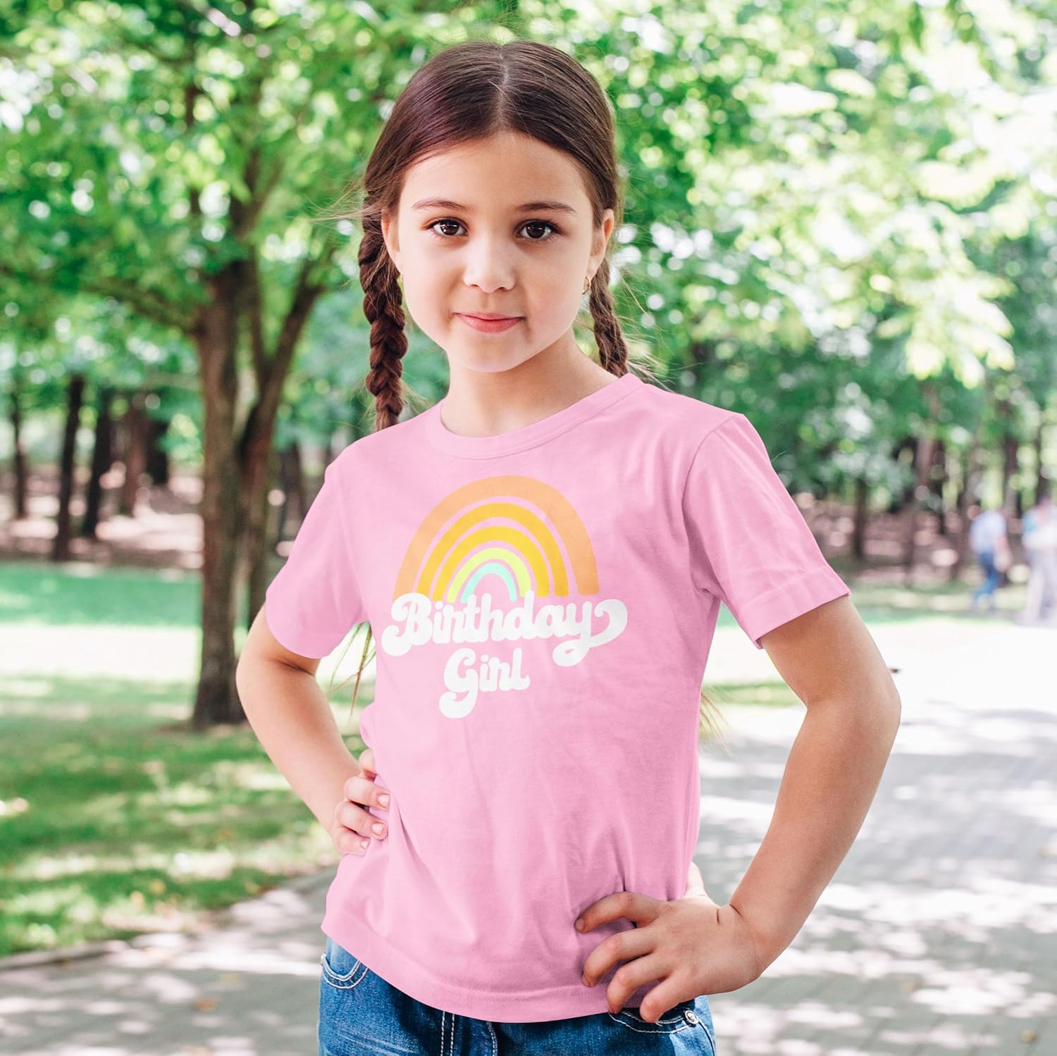 Retro Rainbow Birthday Girl Colorful Shirts for Baby and Toddler Girls Birthday Outfits image 2