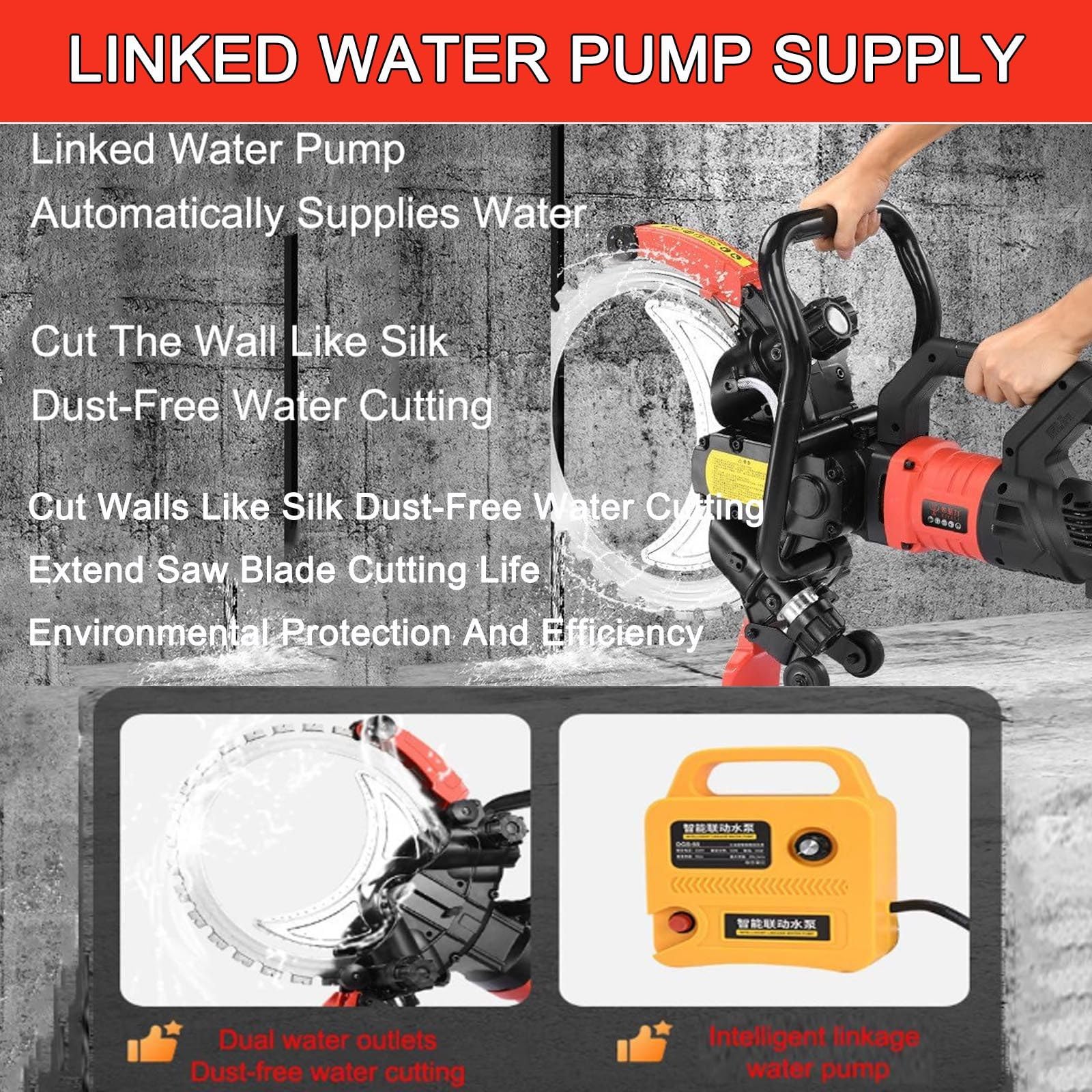 Industrielle BetonringsäGe Mit 8980 W | Intelligente Wasserversorgung Mit Verbindungswasserpumpe | 16-Zoll-Diamantklinge | 29 cm Schnitttiefe | 3000 U/Min | FüR Granit, Beton,1blade