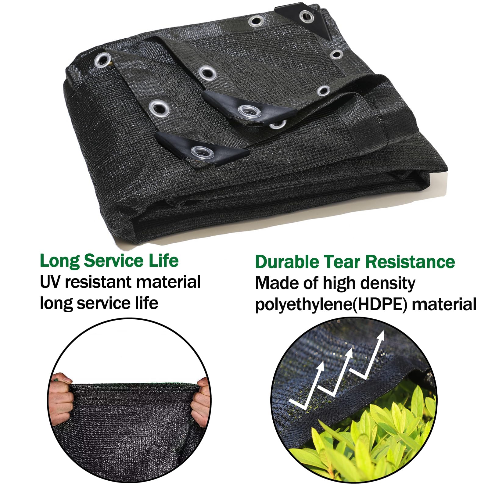 90 % Vert - 3 X 2,4 M - Tissu Haute Densité - Voile D'ombrage En Maille - Bord Scellé Avec œillets Pour Jardin Et Terrasse - 12 Cordes élastiques